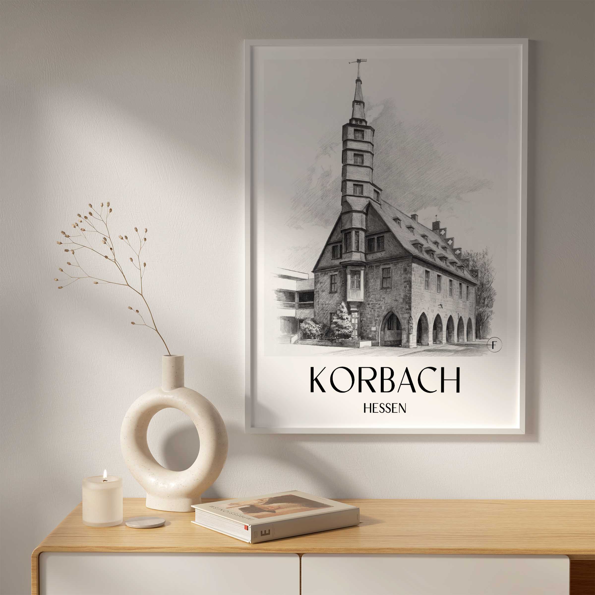 korbach-hessen-deutschland-poster-bleistift-zeichnung-drawing