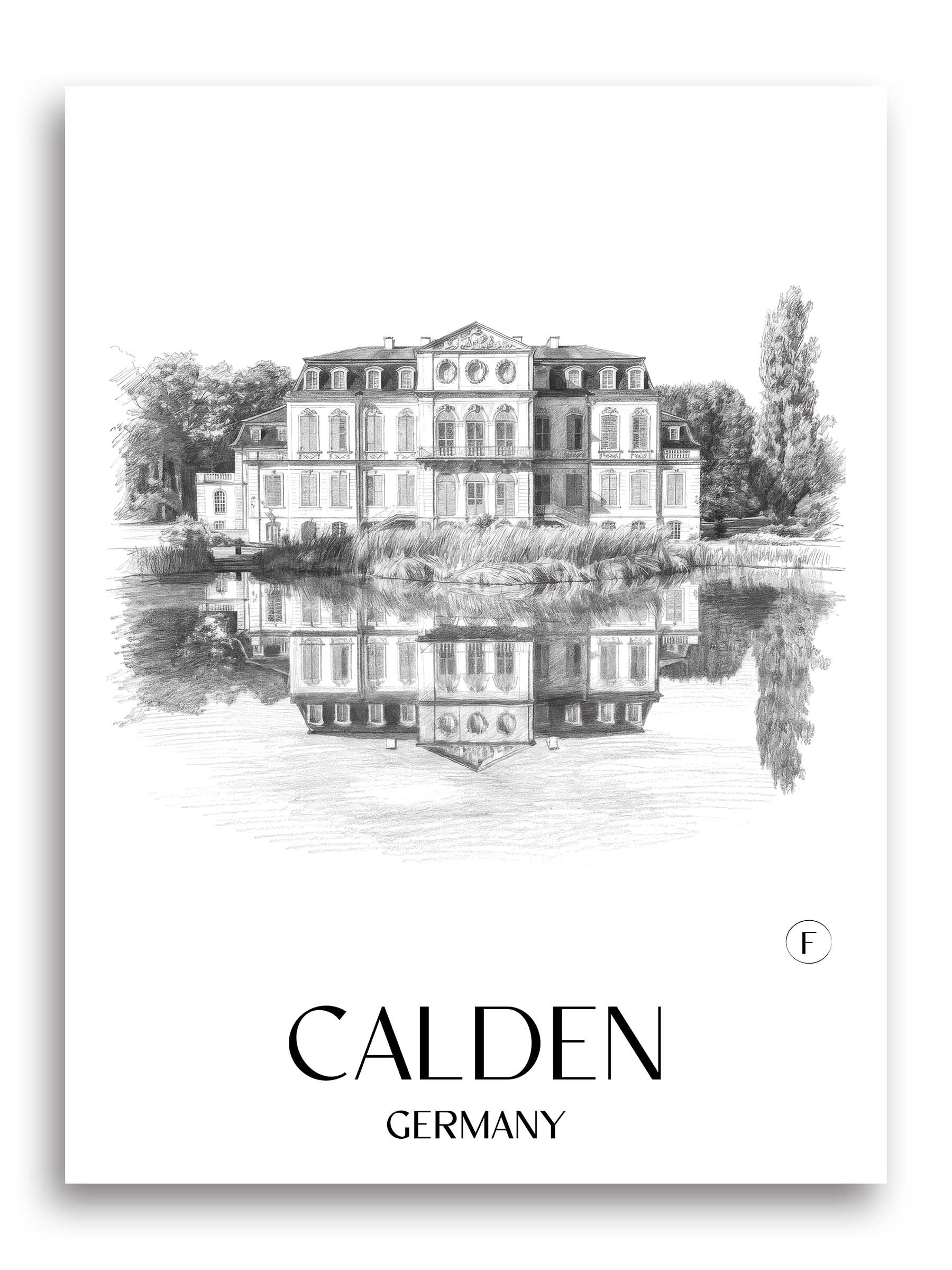 Calden Poster - Hessen - Deutschland Kunstdruck - Zeichnung von A4 bis A1