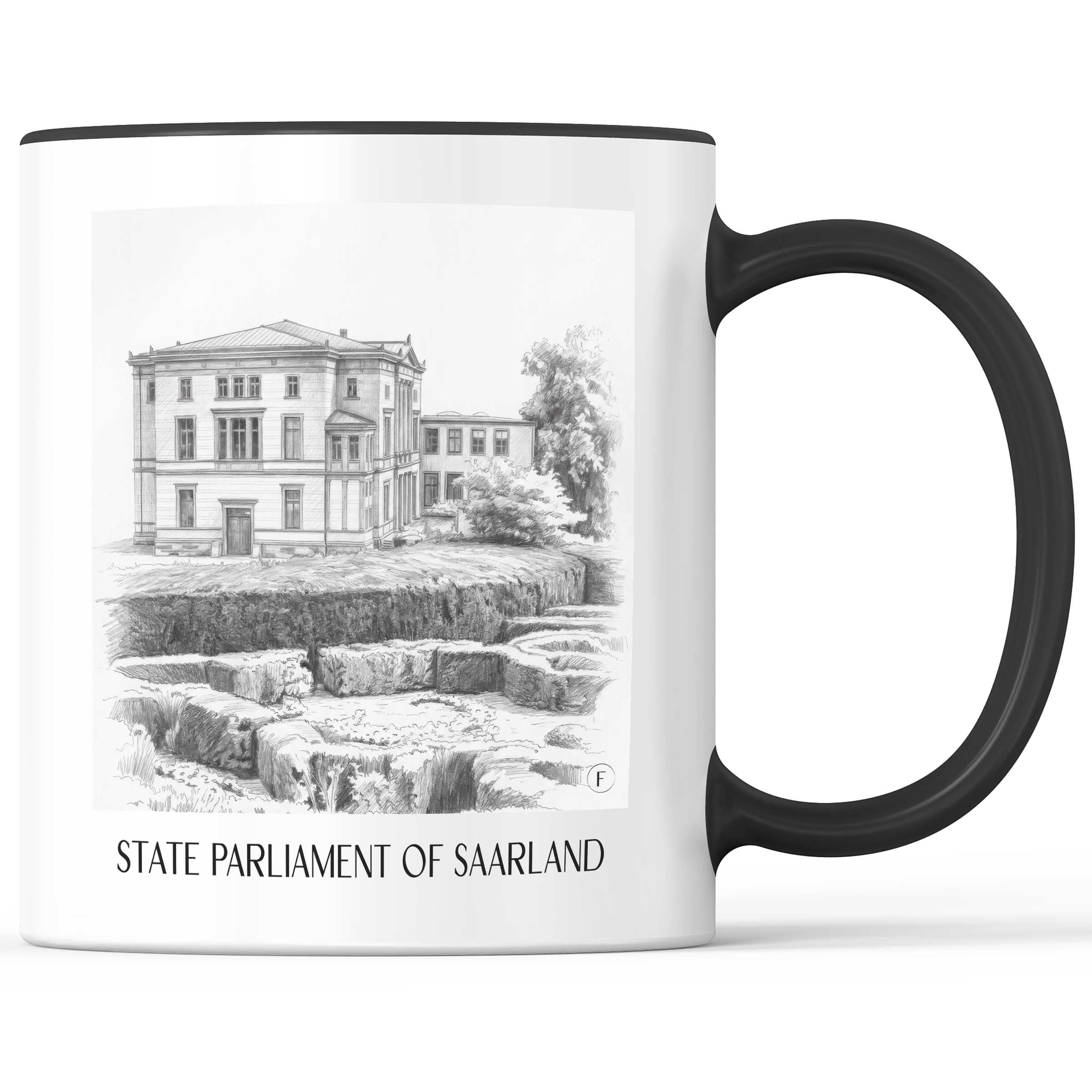 Landtag des Saarlandes Kaffeebecher - Saarbrücken - Deutschland Becher - Kaffeetasse im Zeichnung Stil