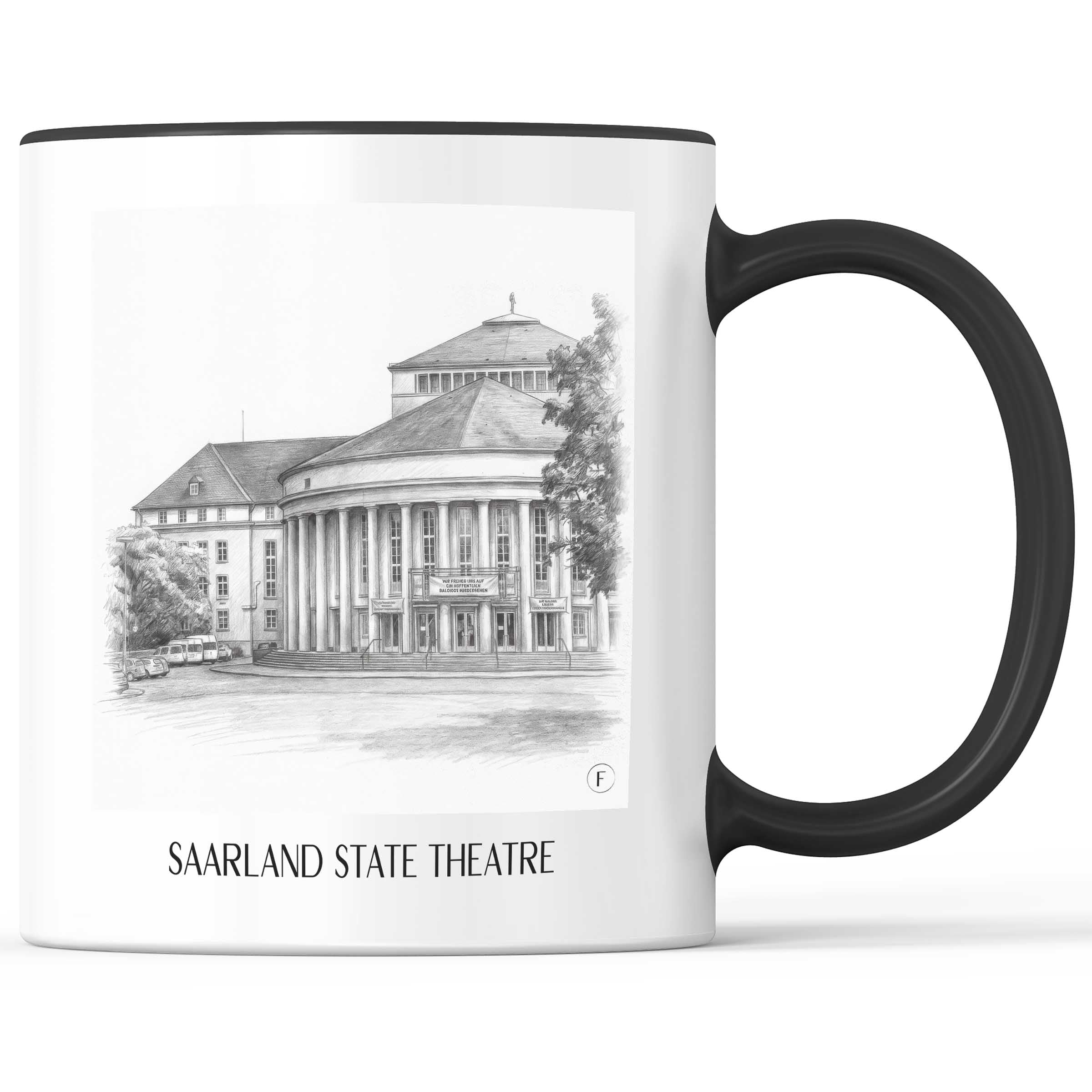 Saarländisches Staatstheater Kaffeebecher - Saarbrücken - Deutschland Becher - Kaffeetasse im Zeichnung Stil