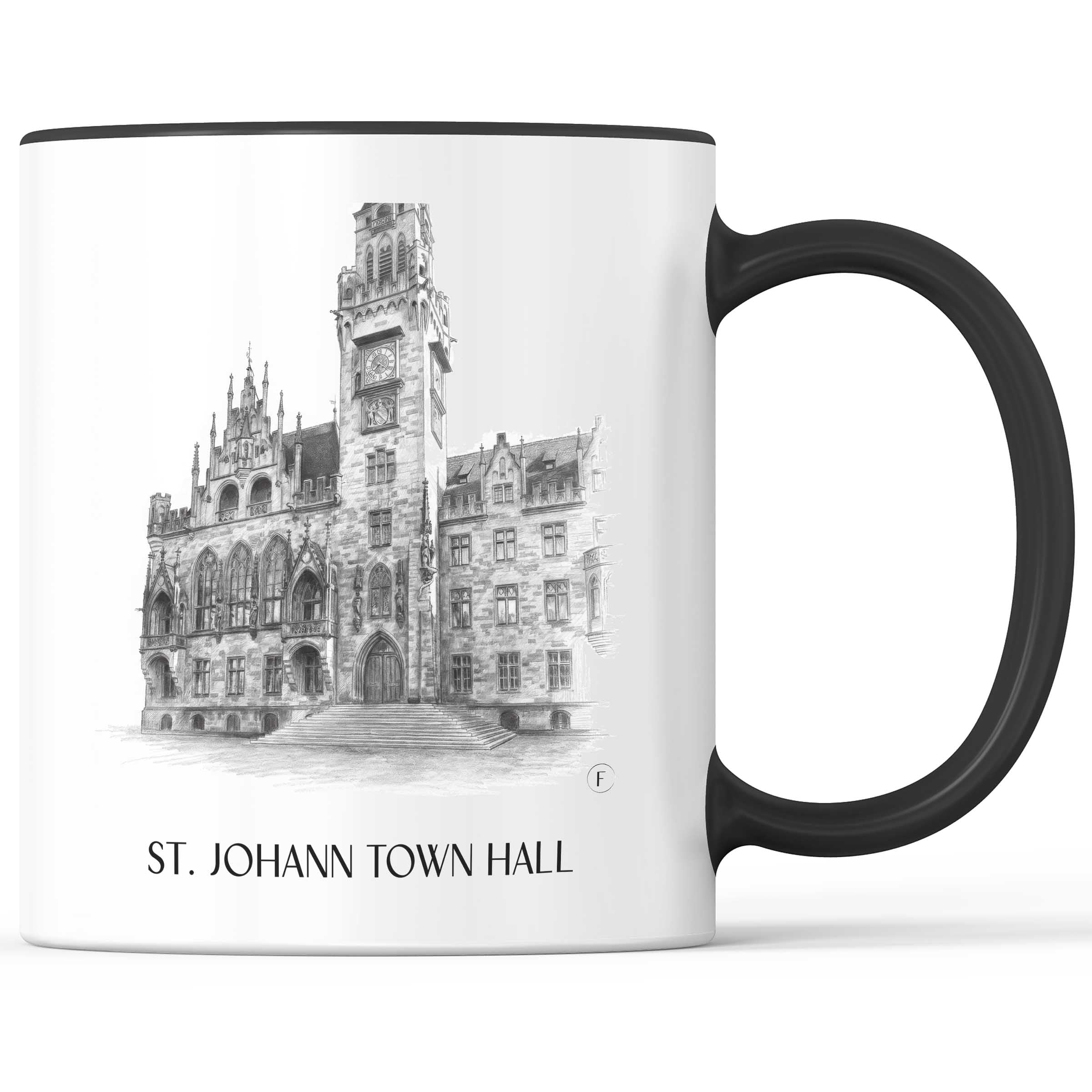 Rathaus St. Johann Kaffeebecher - Saarbrücken - Deutschland Becher - Kaffeetasse im Zeichnung Stil