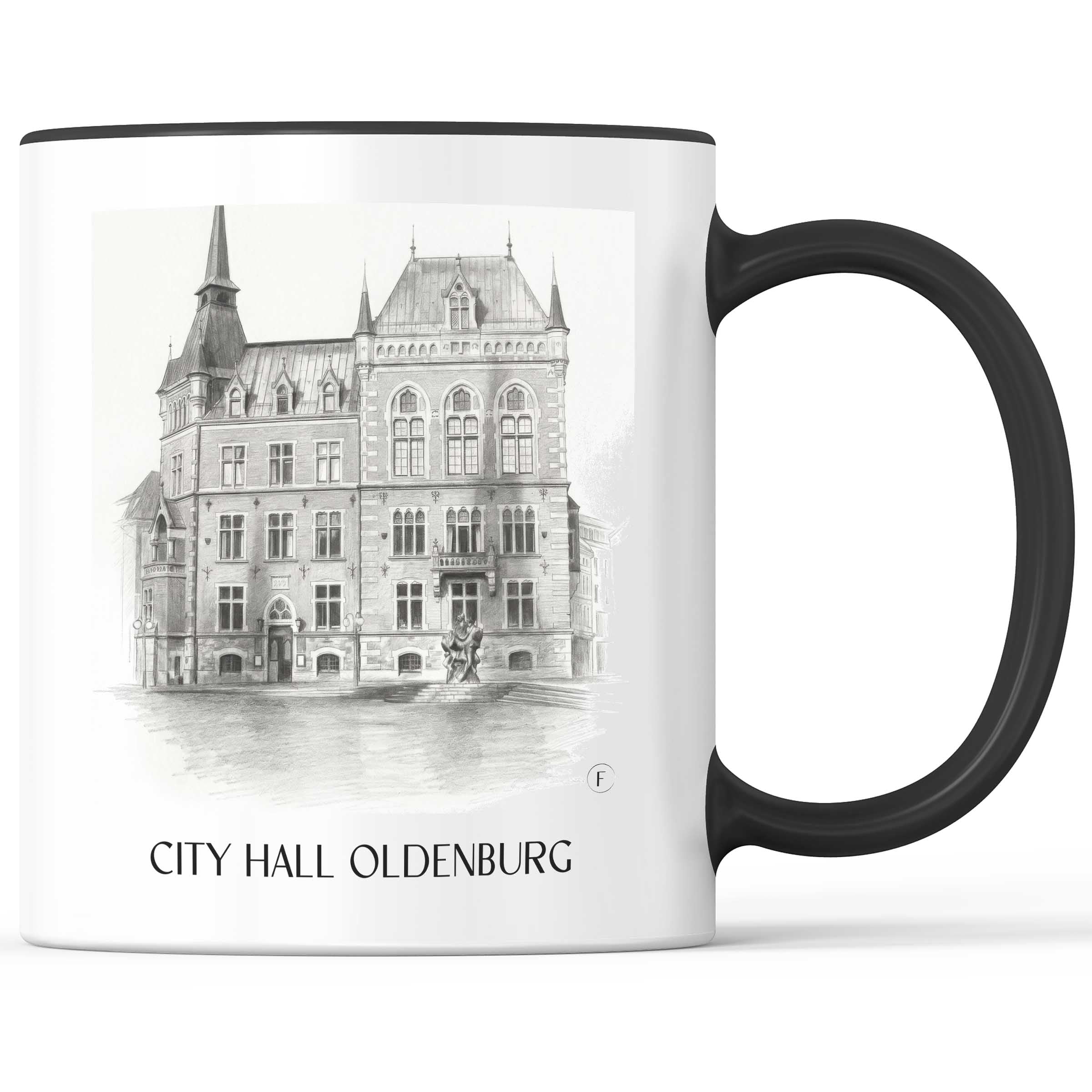 Rathaus Kaffeebecher - Oldenburg - Deutschland Becher - Kaffeetasse im Zeichnung Stil