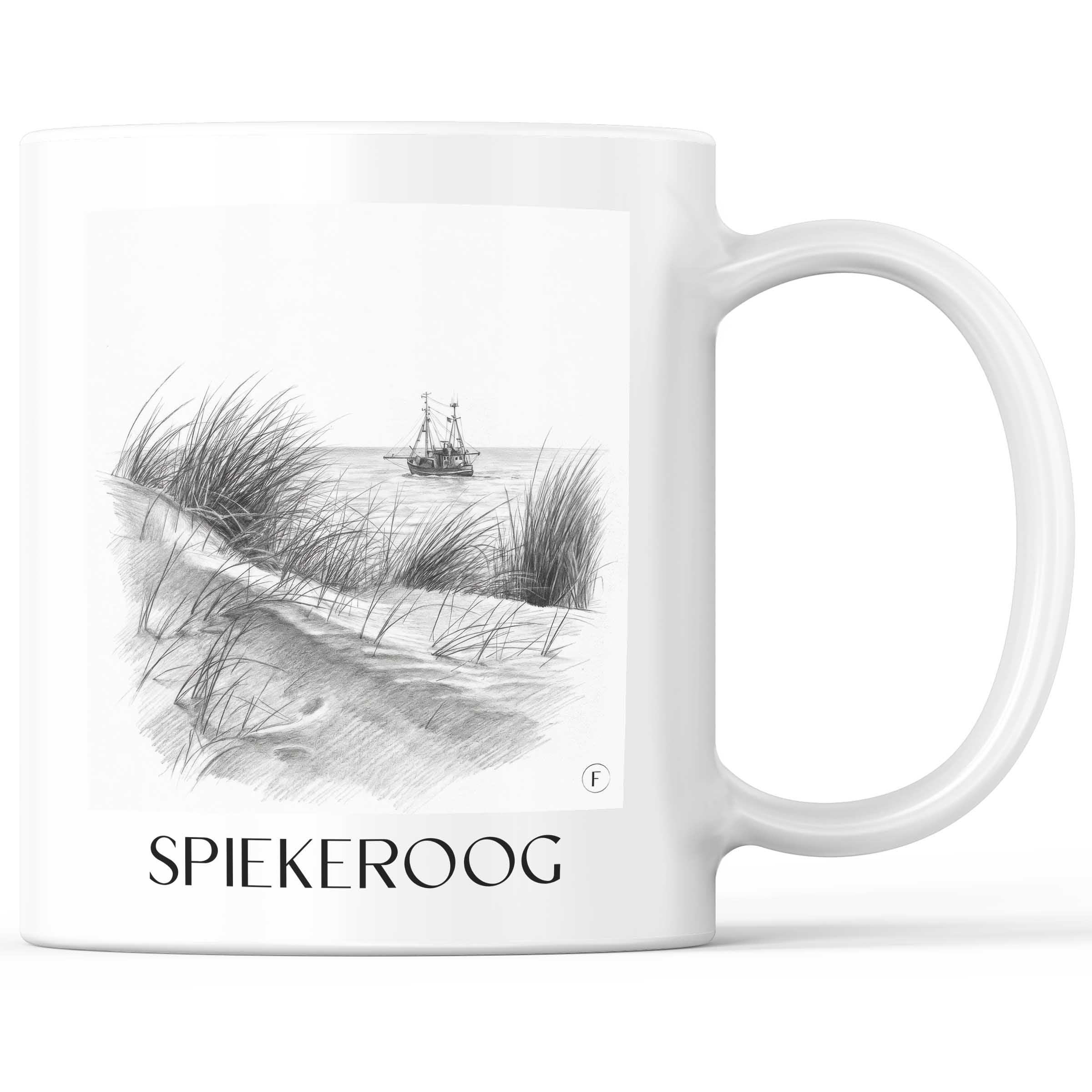 Spiekeroog Kaffeebecher - Ostfriesland - Deutschland Becher - Kaffeetasse im Zeichnung Stil