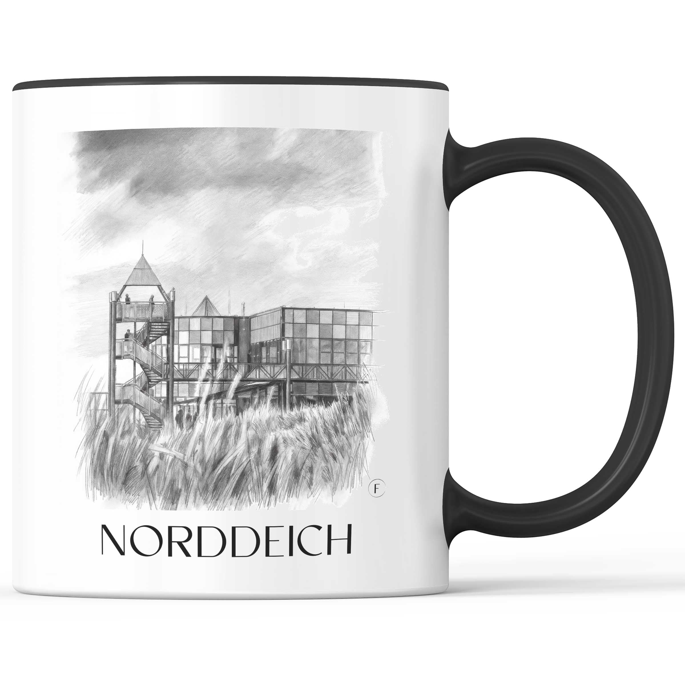 Norddeich Kaffeebecher - Ostfriesland - Deutschland Becher - Kaffeetasse im Zeichnung Stil