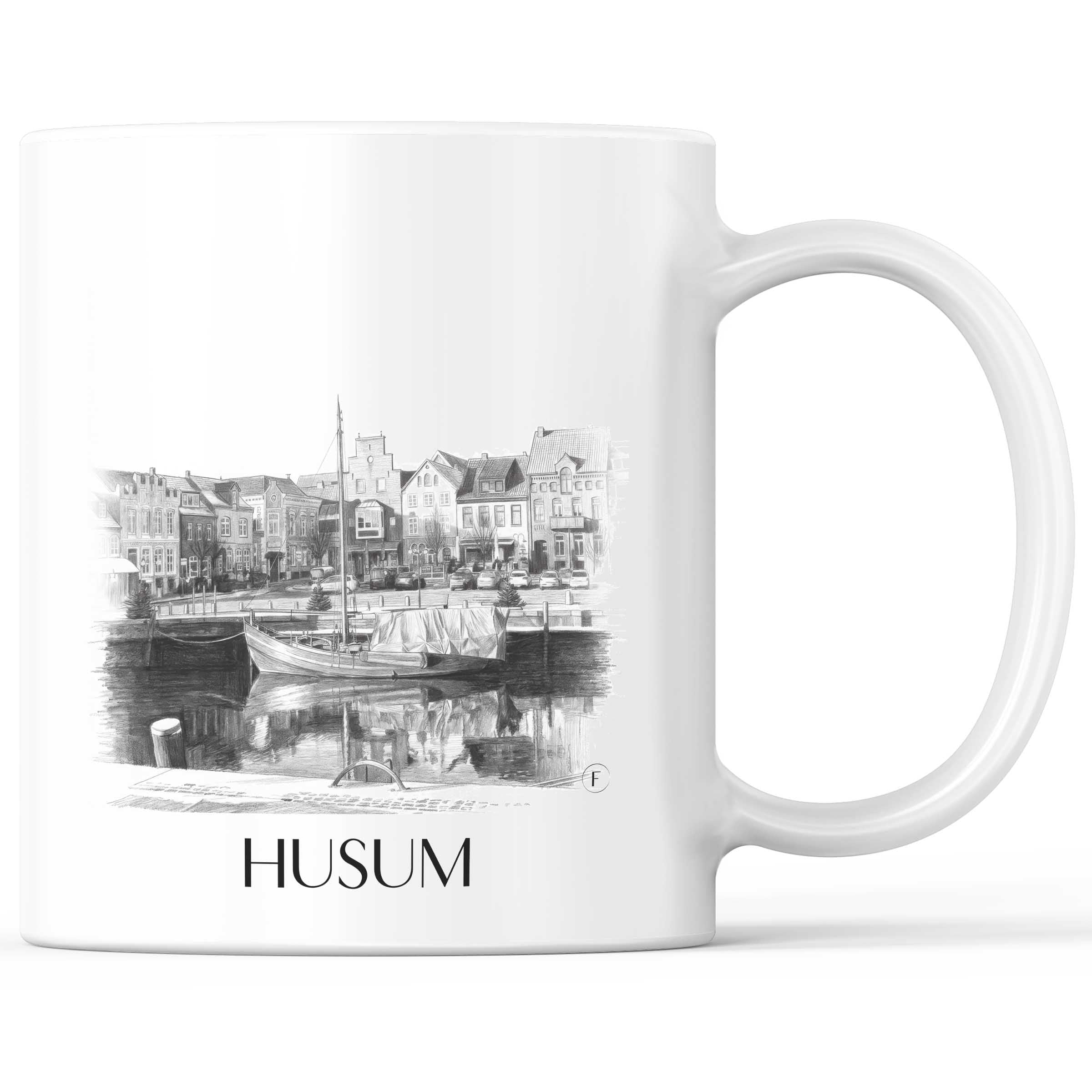 Husum Kaffeebecher - Nordfriesland - Deutschland Becher - Kaffeetasse im Zeichnung Stil