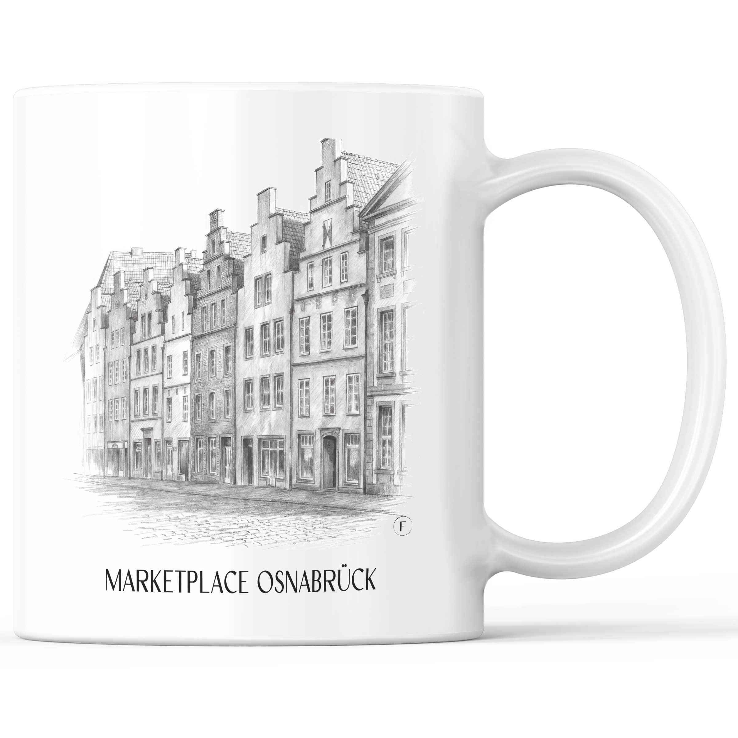 Marktplatz Kaffeebecher - Osnabrück - Deutschland Becher - Kaffeetasse im Zeichnung Stil