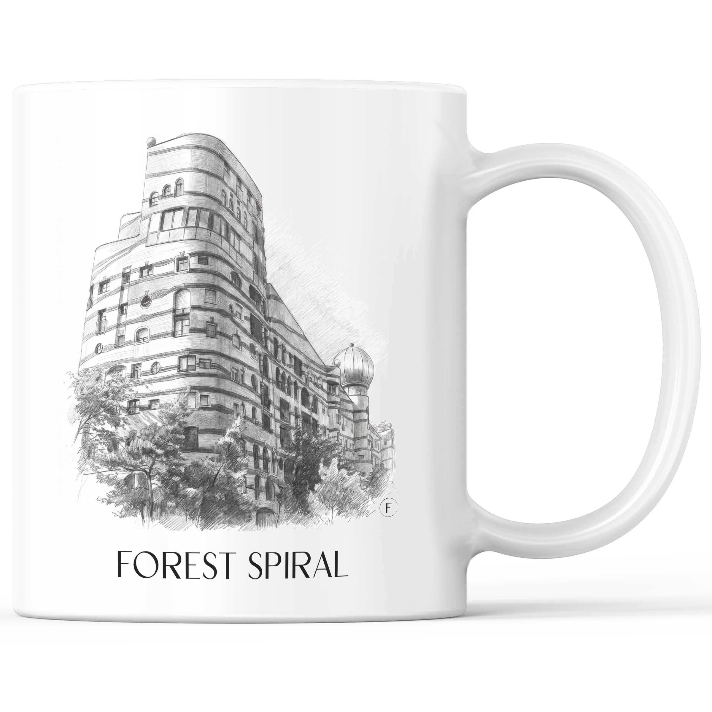 Waldspirale Kaffeebecher - Darmstadt - Deutschland Becher - Kaffeetasse im Zeichnung Stil