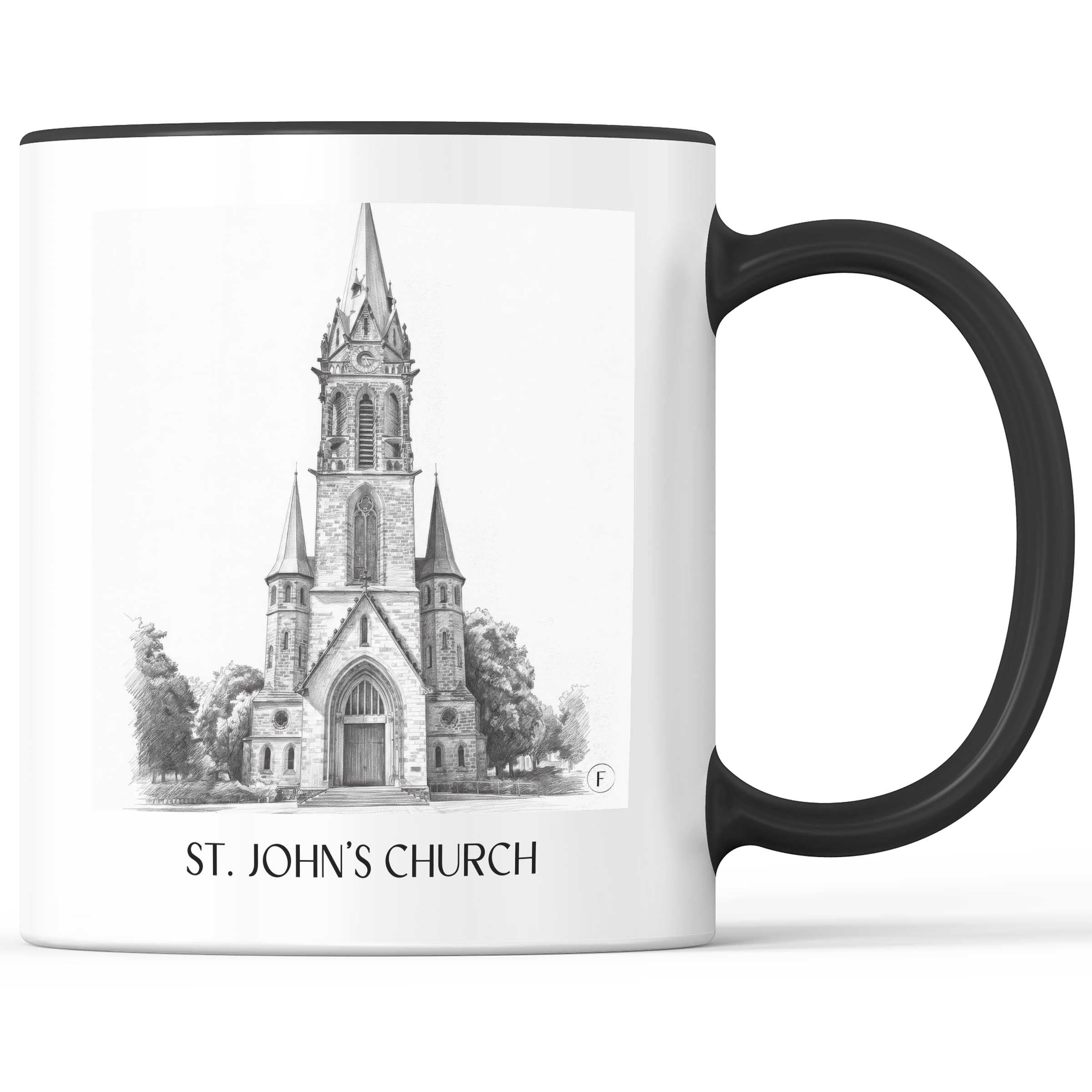 Johanneskirche Kaffeebecher - Darmstadt - Deutschland Becher - Kaffeetasse im Zeichnung Stil