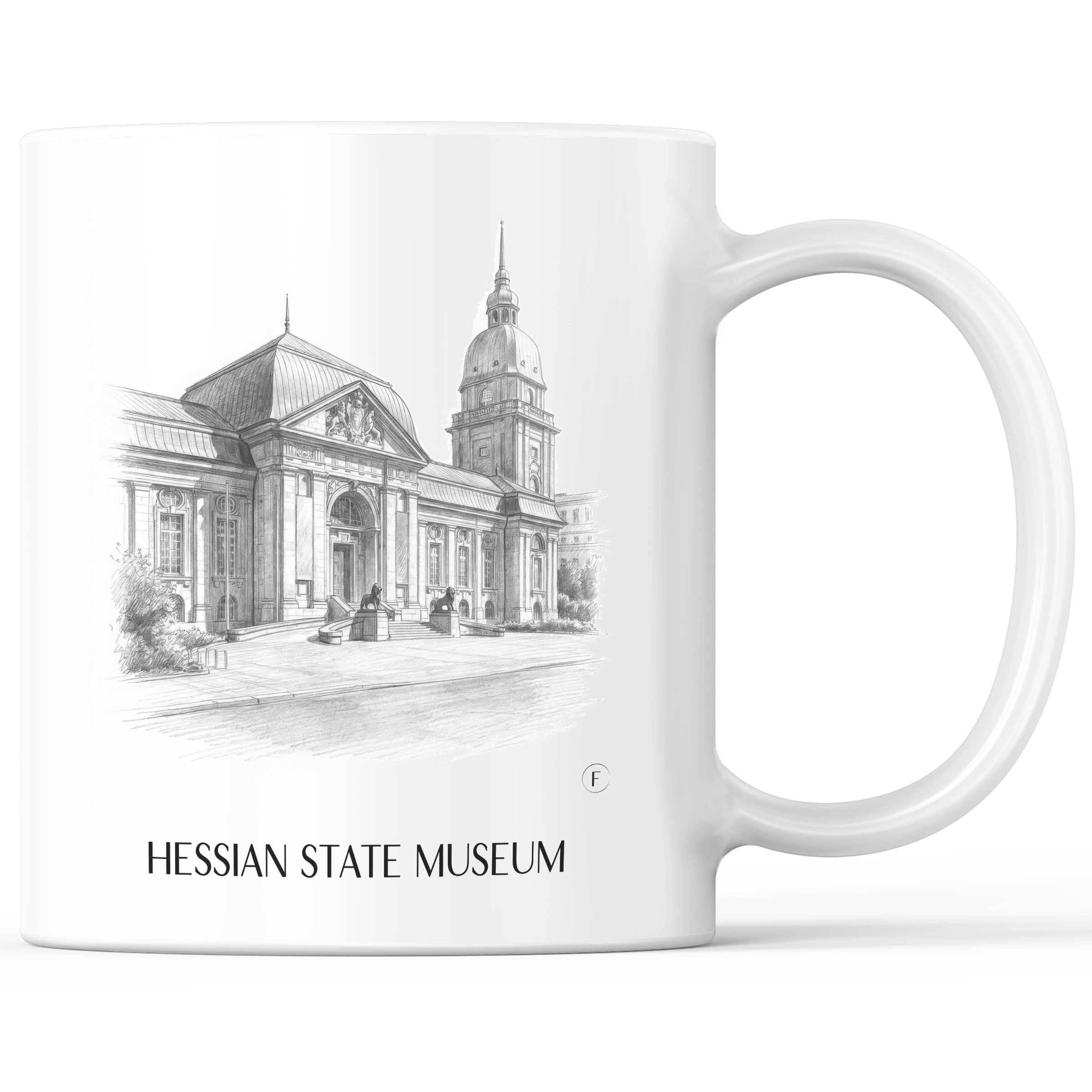 Hessisches Landesmuseum Kaffeebecher - Darmstadt - Deutschland Becher - Kaffeetasse im Zeichnung Stil