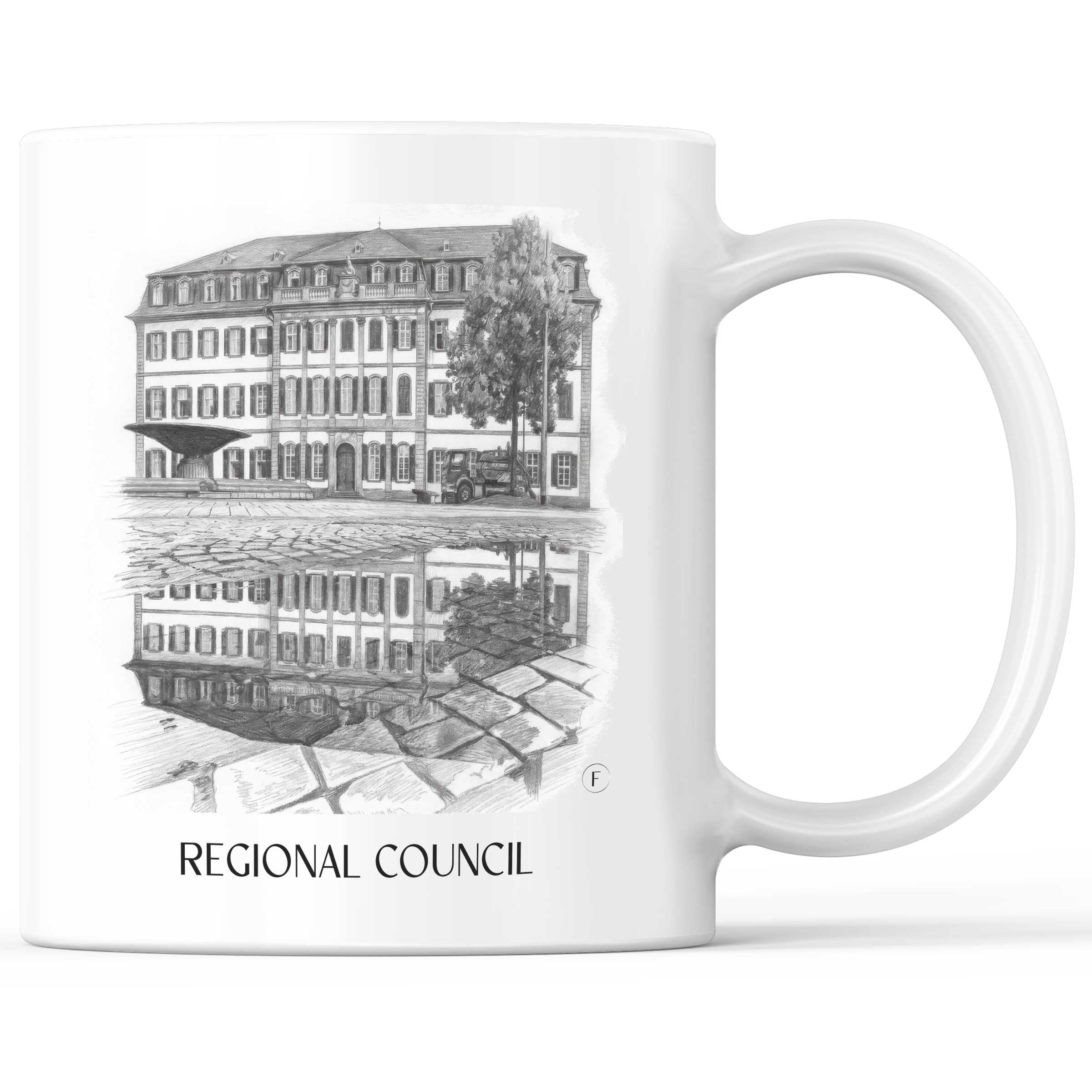 Regierungspräsidium Kaffeebecher - Darmstadt - Deutschland Becher - Kaffeetasse im Zeichnung Stil