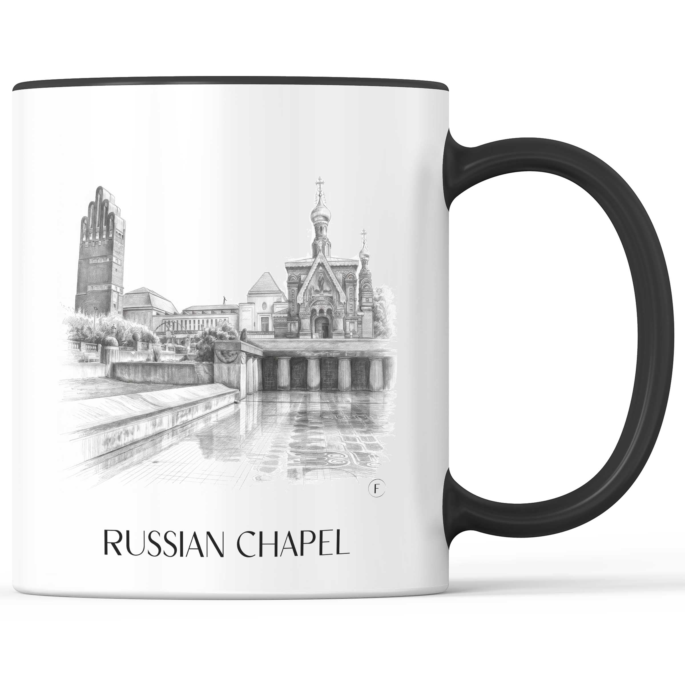 Russische Kapelle Kaffeebecher - Darmstadt - Deutschland Becher - Kaffeetasse im Zeichnung Stil
