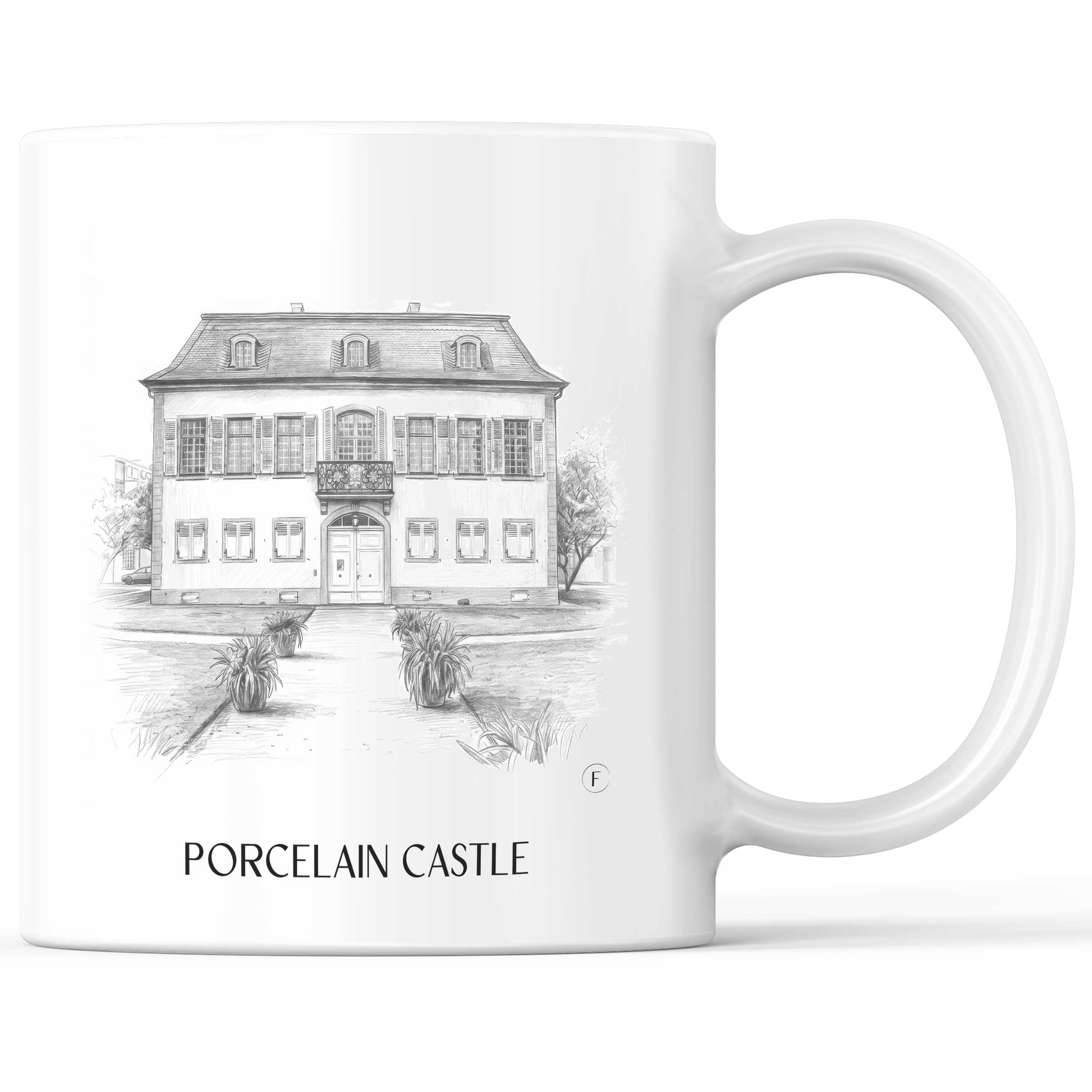 Porzellanschlößchen Kaffeebecher - Darmstadt - Deutschland Becher - Kaffeetasse im Zeichnung Stil