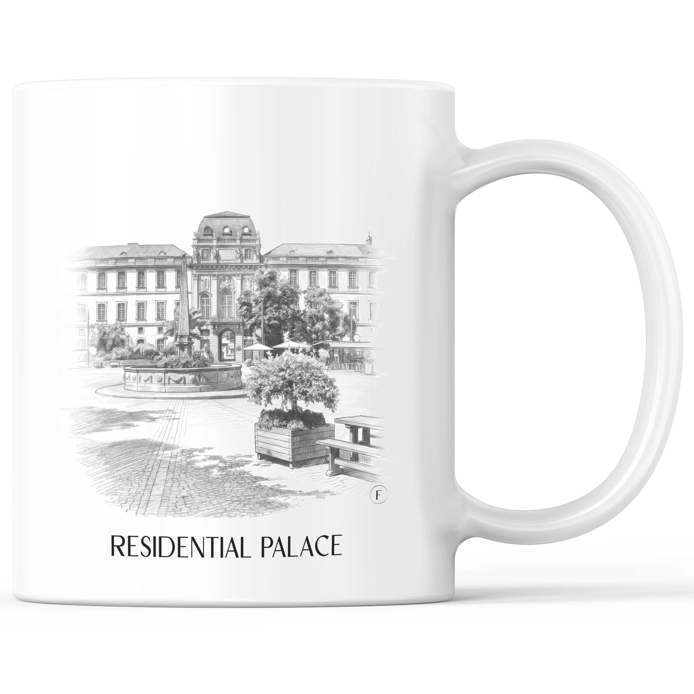 Residenzschloss Kaffeebecher - Darmstadt - Deutschland Becher - Kaffeetasse im Zeichnung Stil