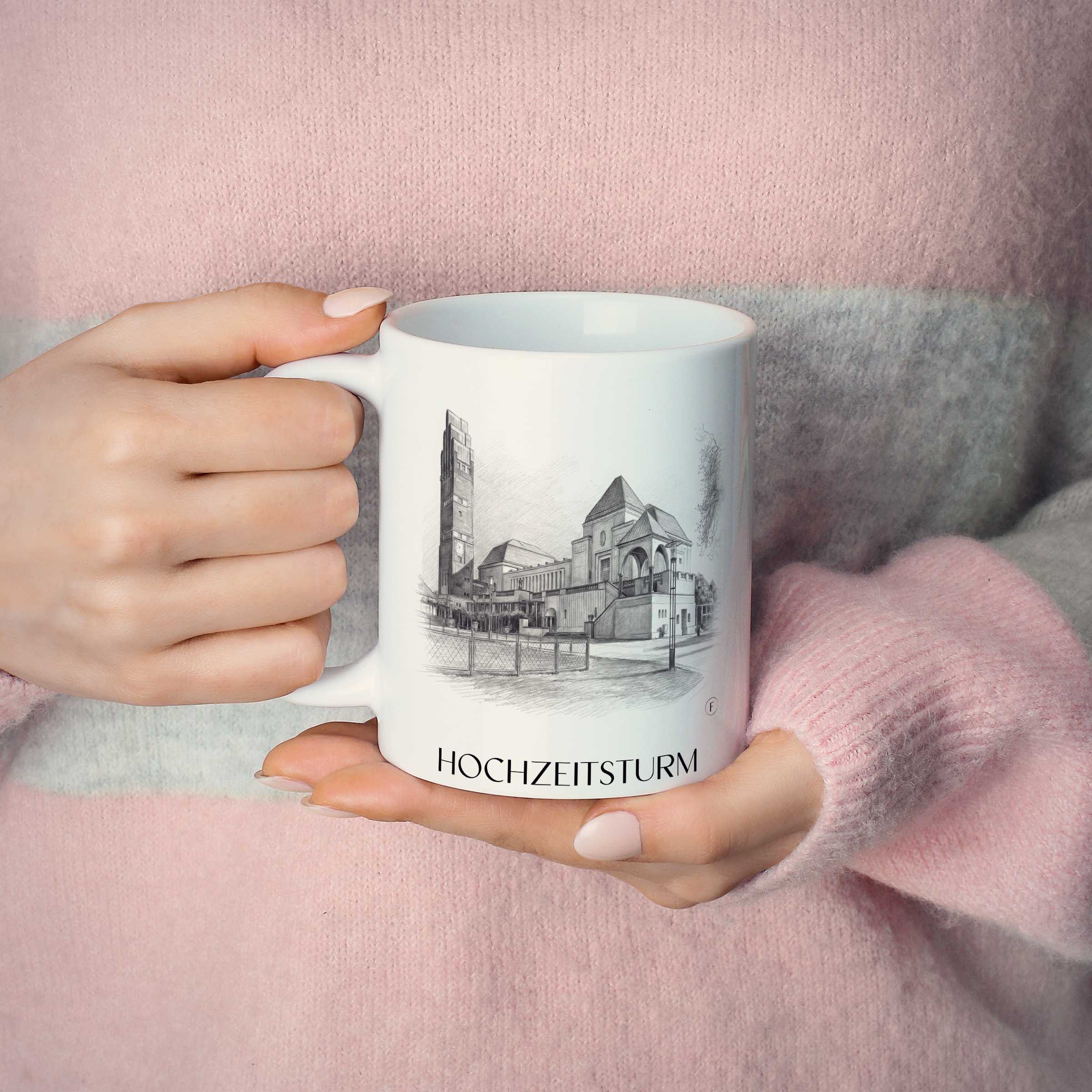 hochzeitsturm-darmstadt-deutschland-kaffeebecher-bleistift-zeichnung-drawing