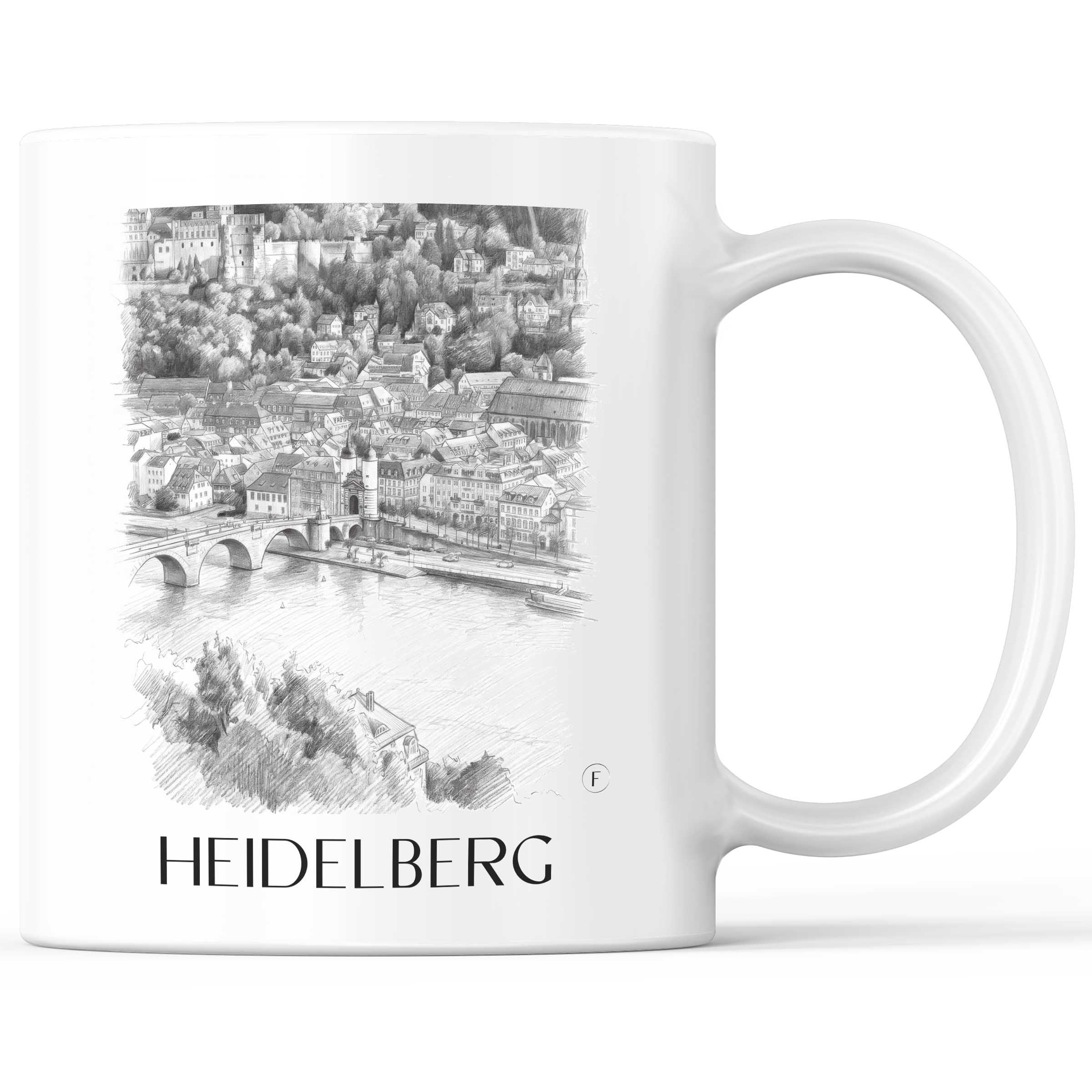 Heidelberg Kaffeebecher - Baden-Württemberg - Deutschland Becher - Kaffeetasse im Zeichnung Stil