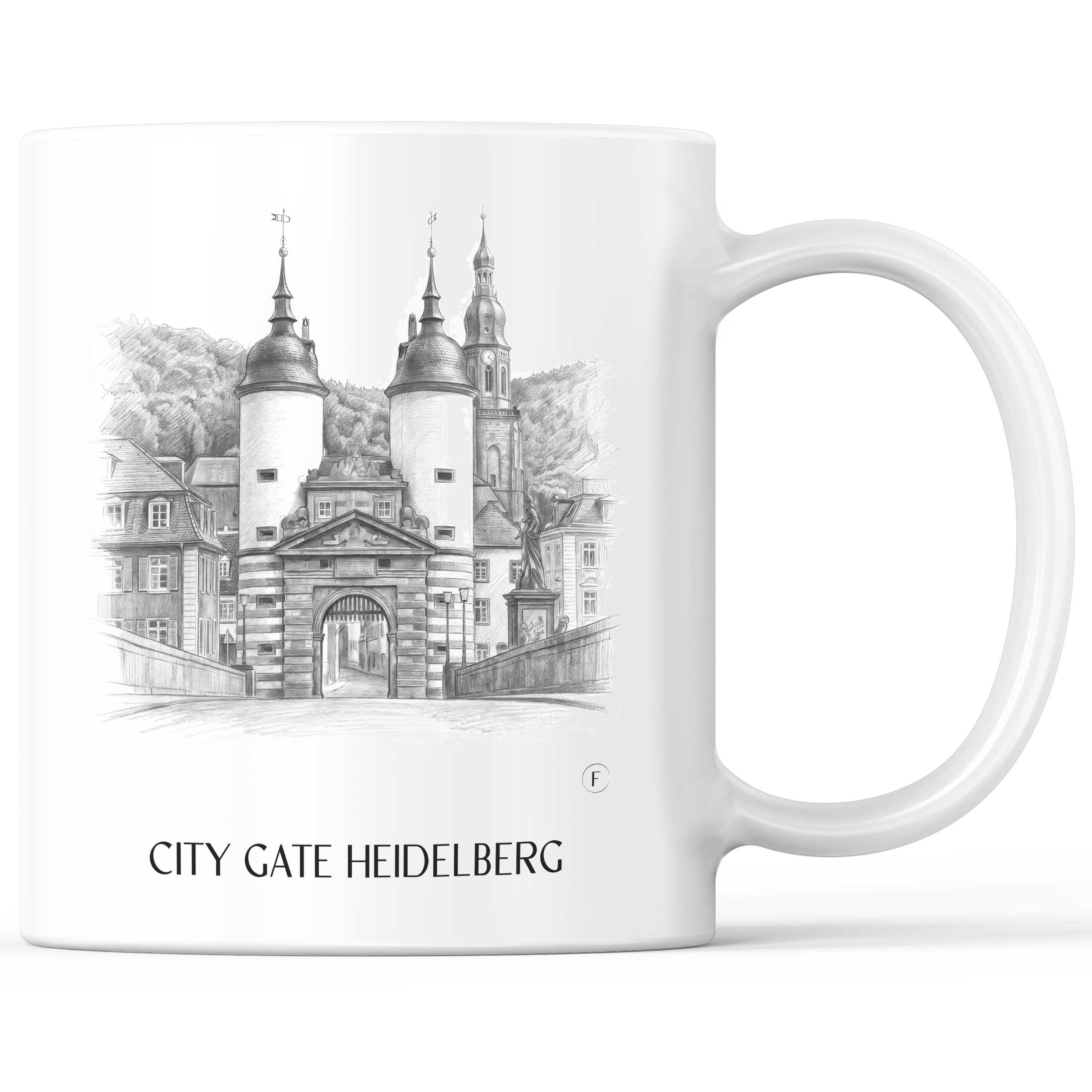 Stadttor Kaffeebecher - Heidelberg - Deutschland Becher - Kaffeetasse im Zeichnung Stil