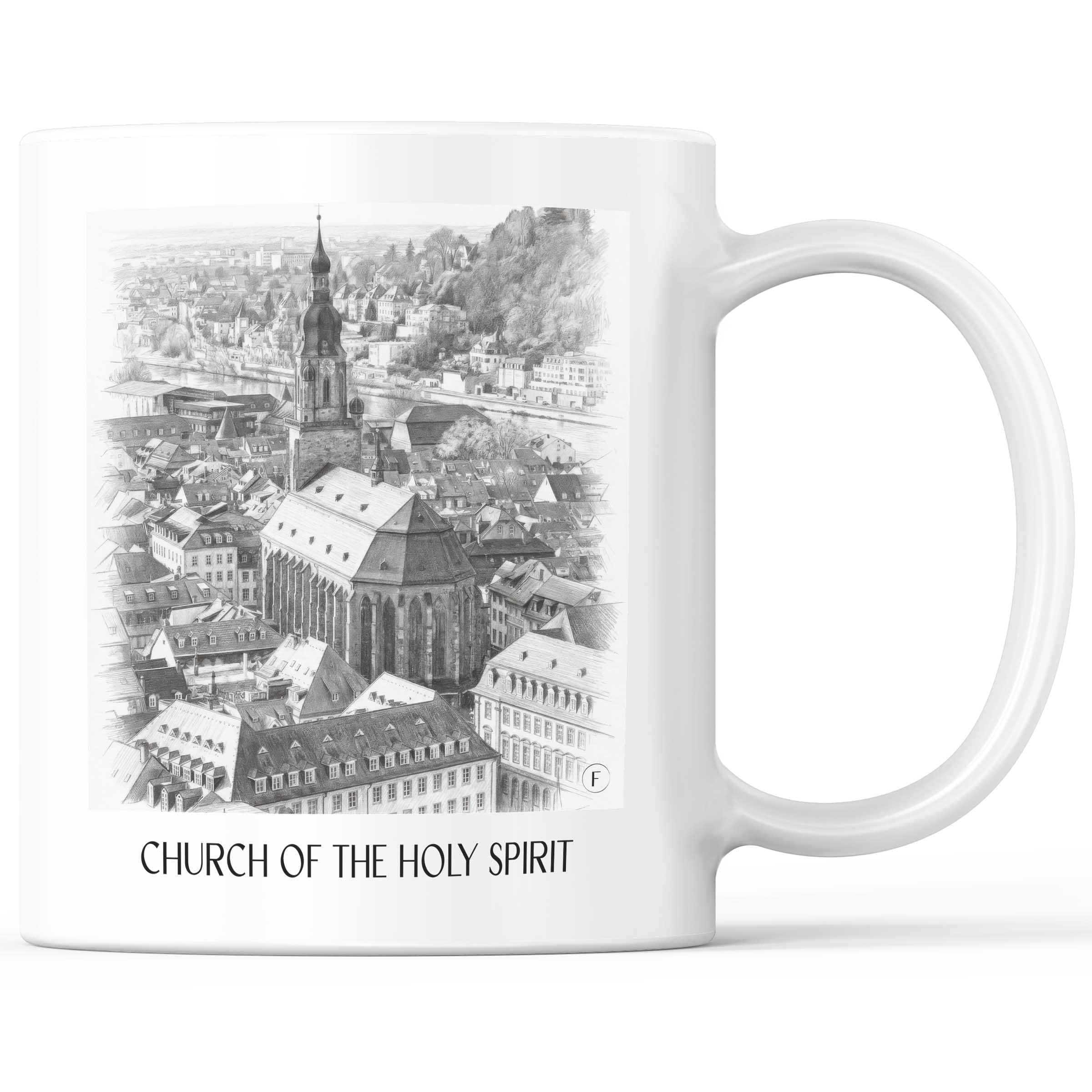Heiliggeistkirche Kaffeebecher - Heidelberg - Deutschland Becher - Kaffeetasse im Zeichnung Stil