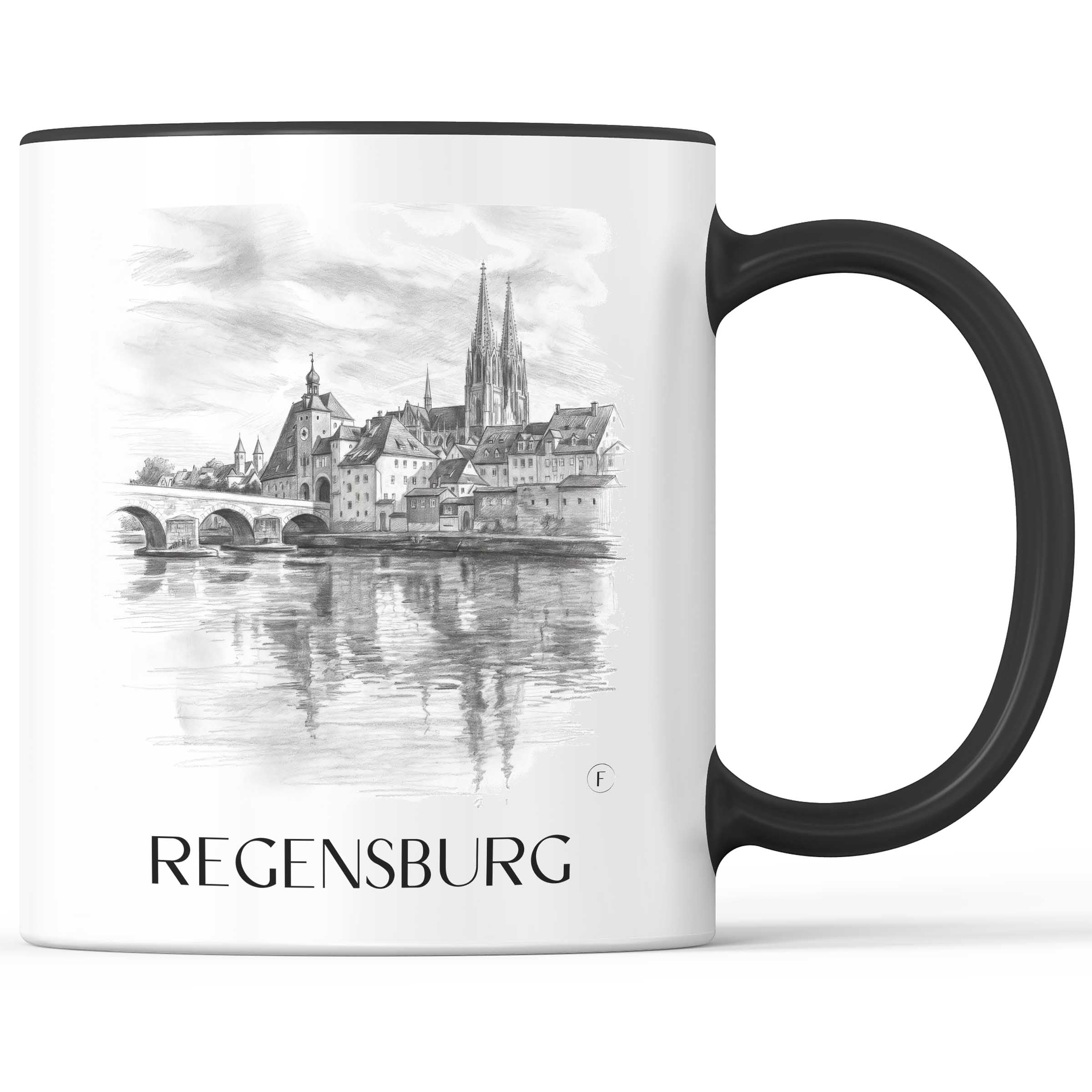 Regensburg Kaffeebecher - Bayern - Deutschland Becher - Kaffeetasse im Zeichnung Stil