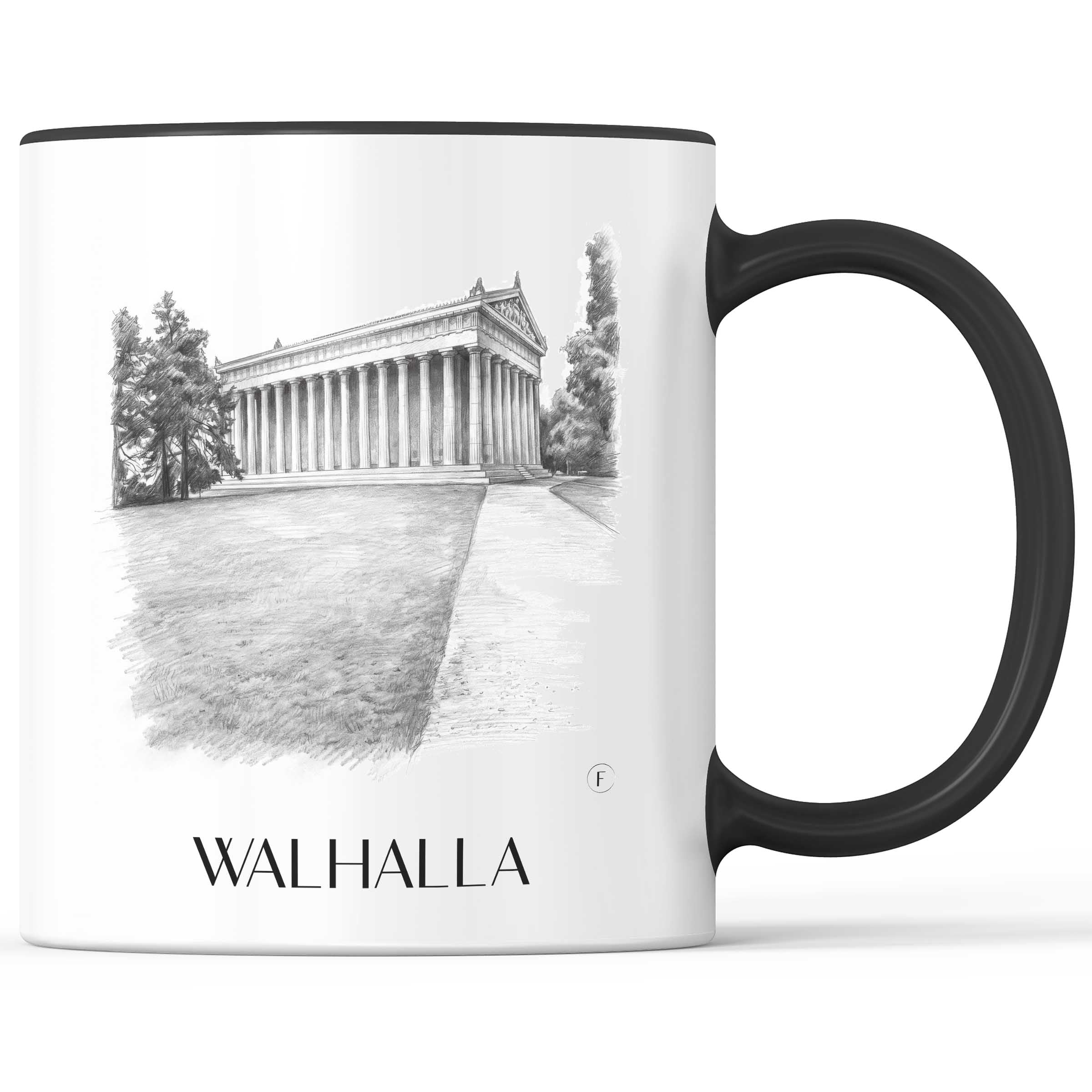 Walhalla Kaffeebecher - Regensburg - Deutschland Becher - Kaffeetasse im Zeichnung Stil