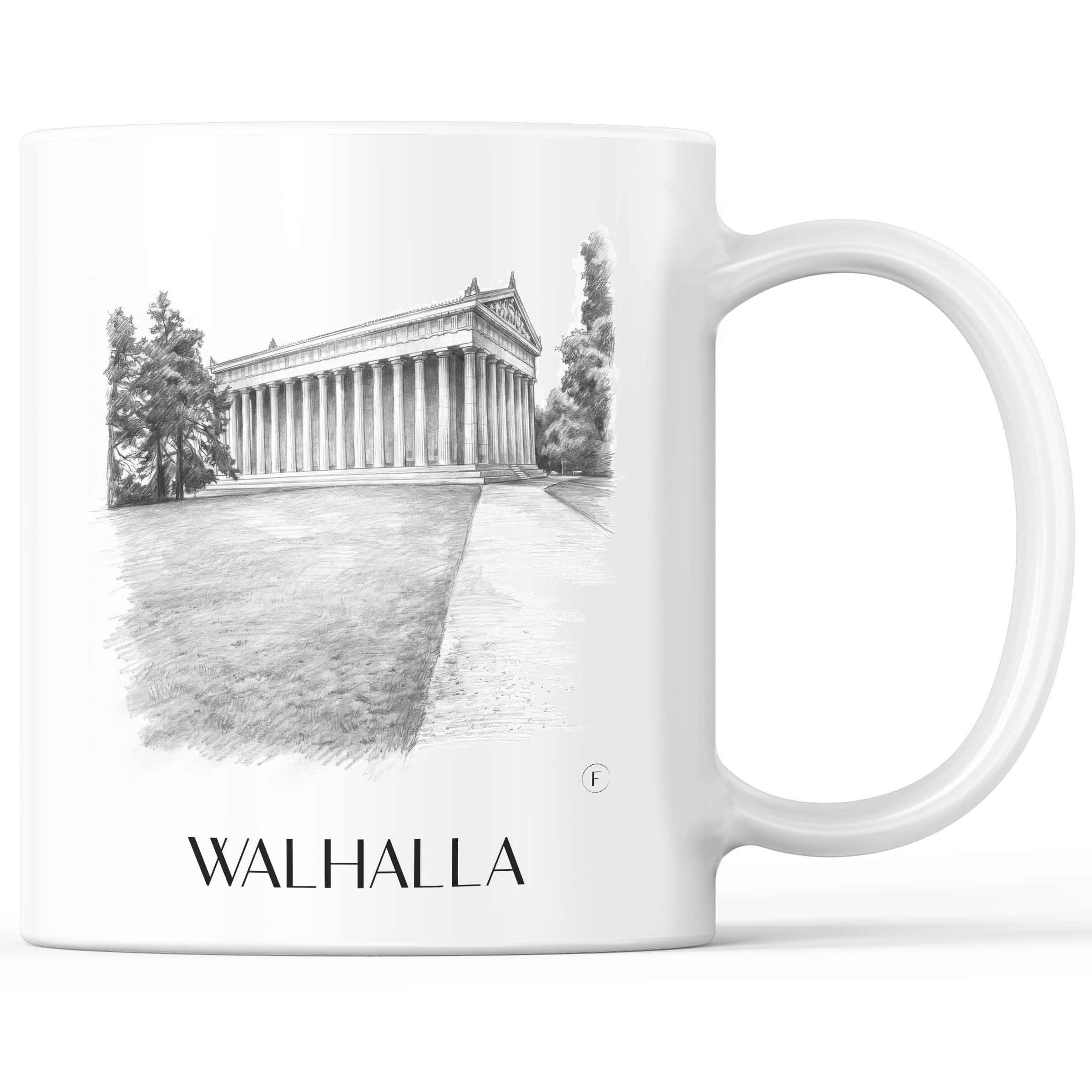 Walhalla Kaffeebecher - Regensburg - Deutschland Becher - Kaffeetasse im Zeichnung Stil