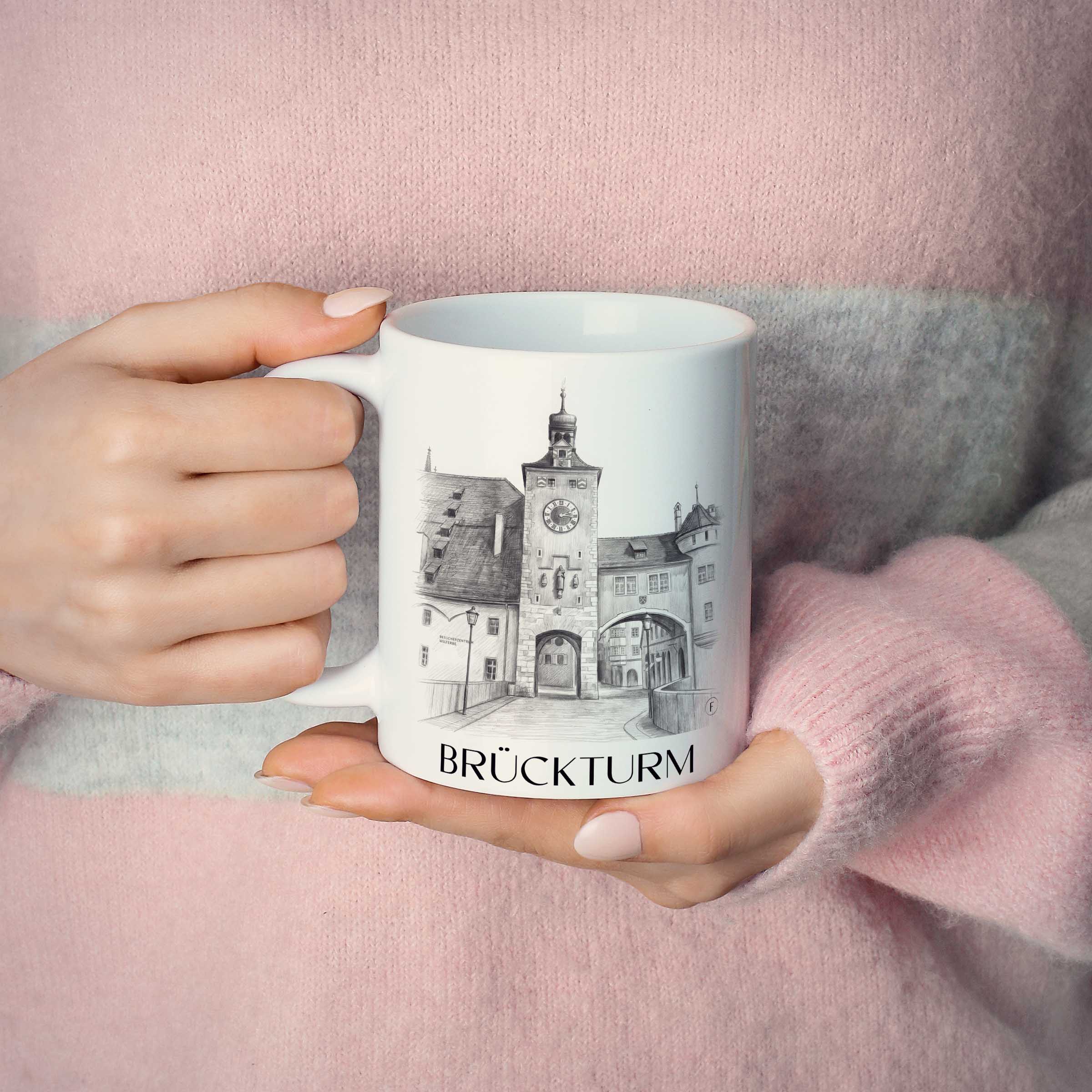 brückturm-regensburg-deutschland-kaffeebecher-bleistift-zeichnung-drawing