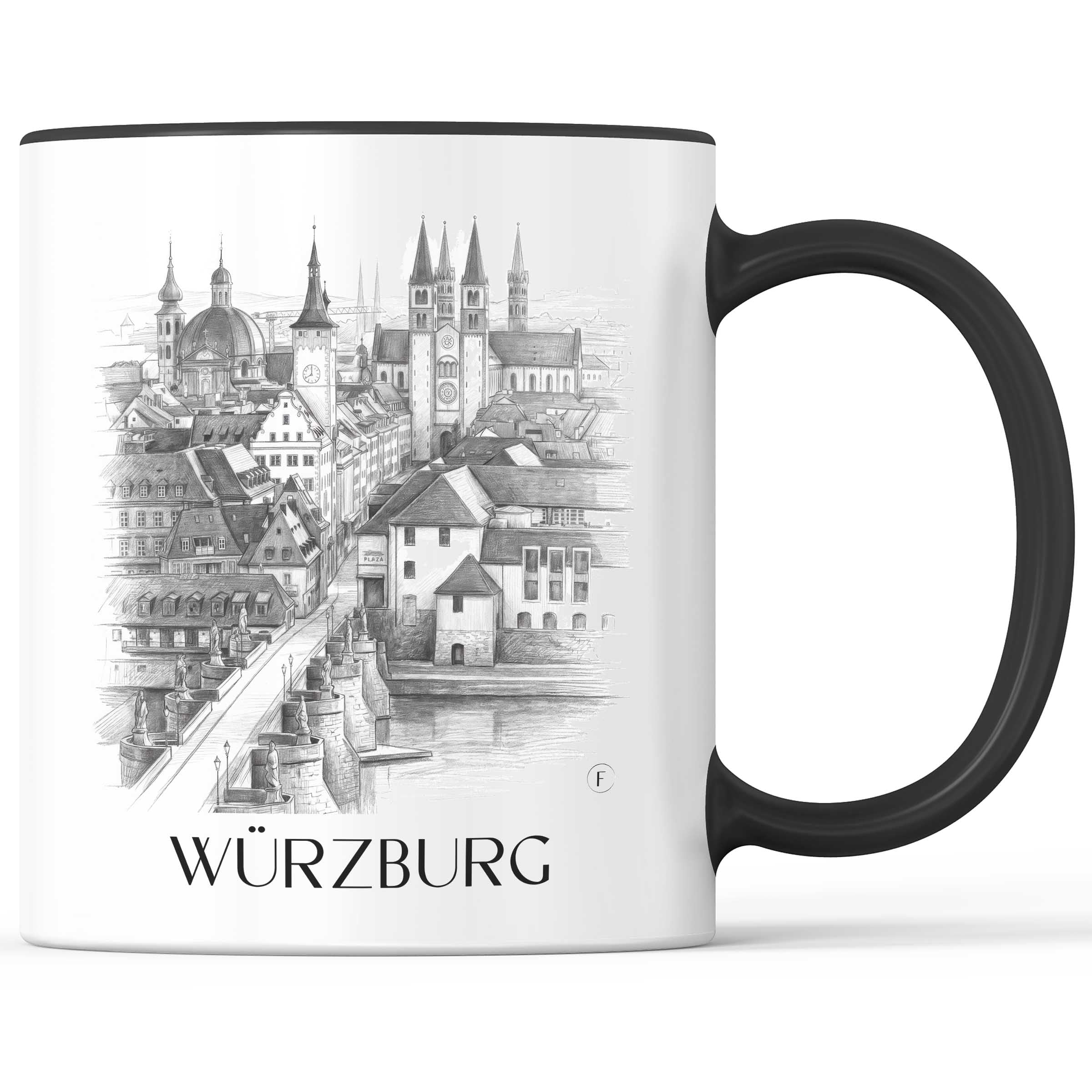 Würzburg Kaffeebecher - Franken - Deutschland Becher - Kaffeetasse im Zeichnung Stil