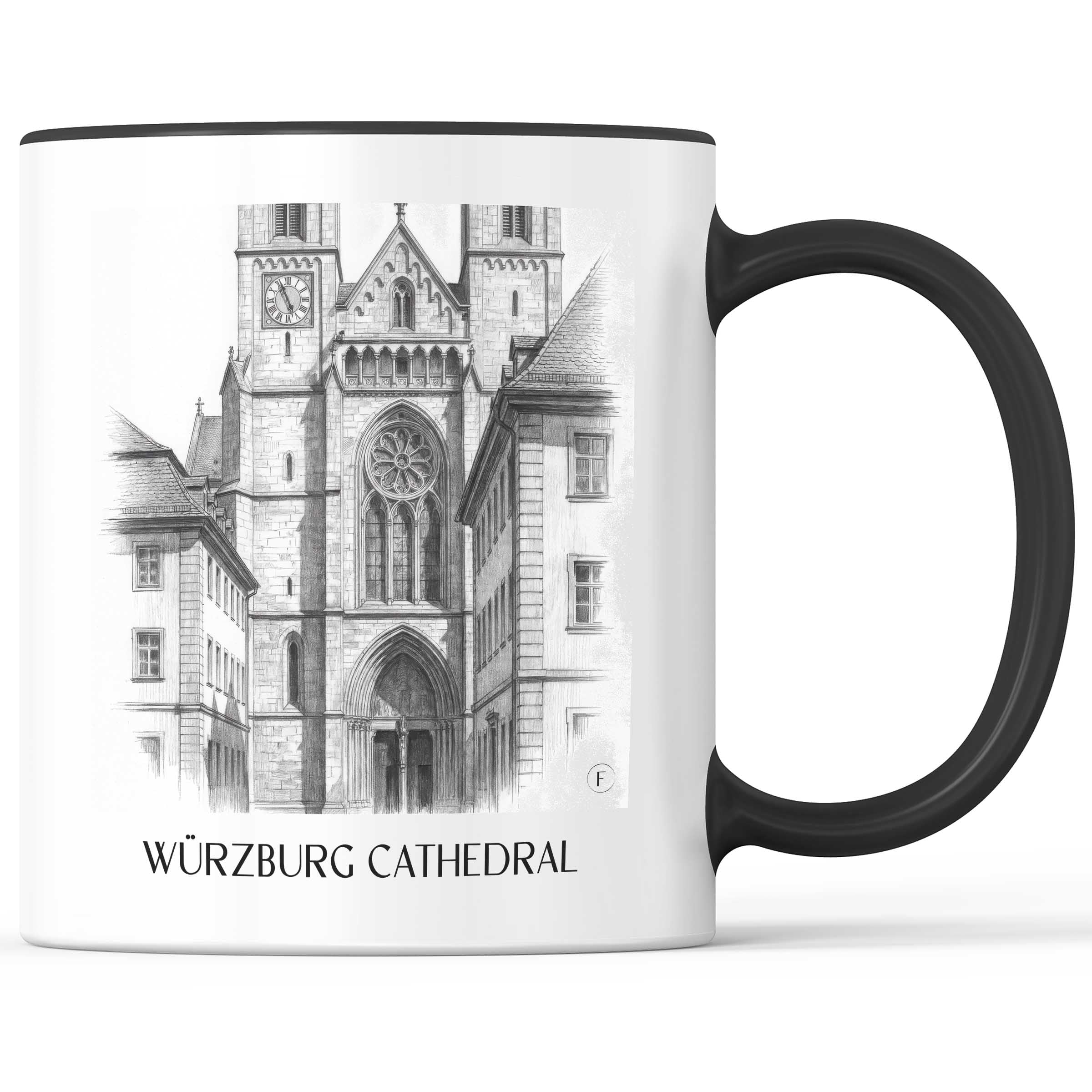Würzburger Dom Kaffeebecher - Franken - Deutschland Becher - Kaffeetasse im Zeichnung Stil