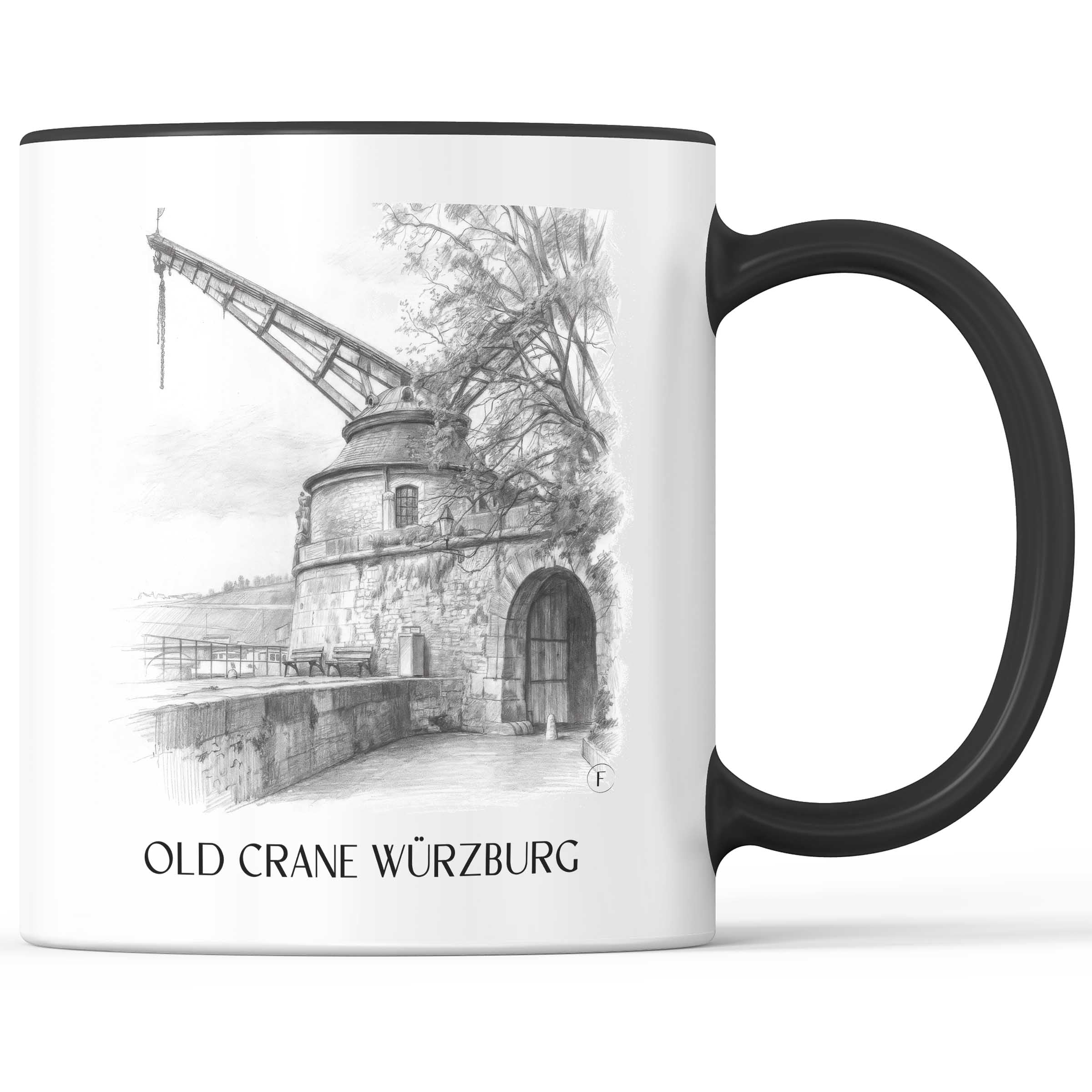 Alter Kranen Kaffeebecher - Würzburg - Deutschland Becher - Kaffeetasse im Zeichnung Stil