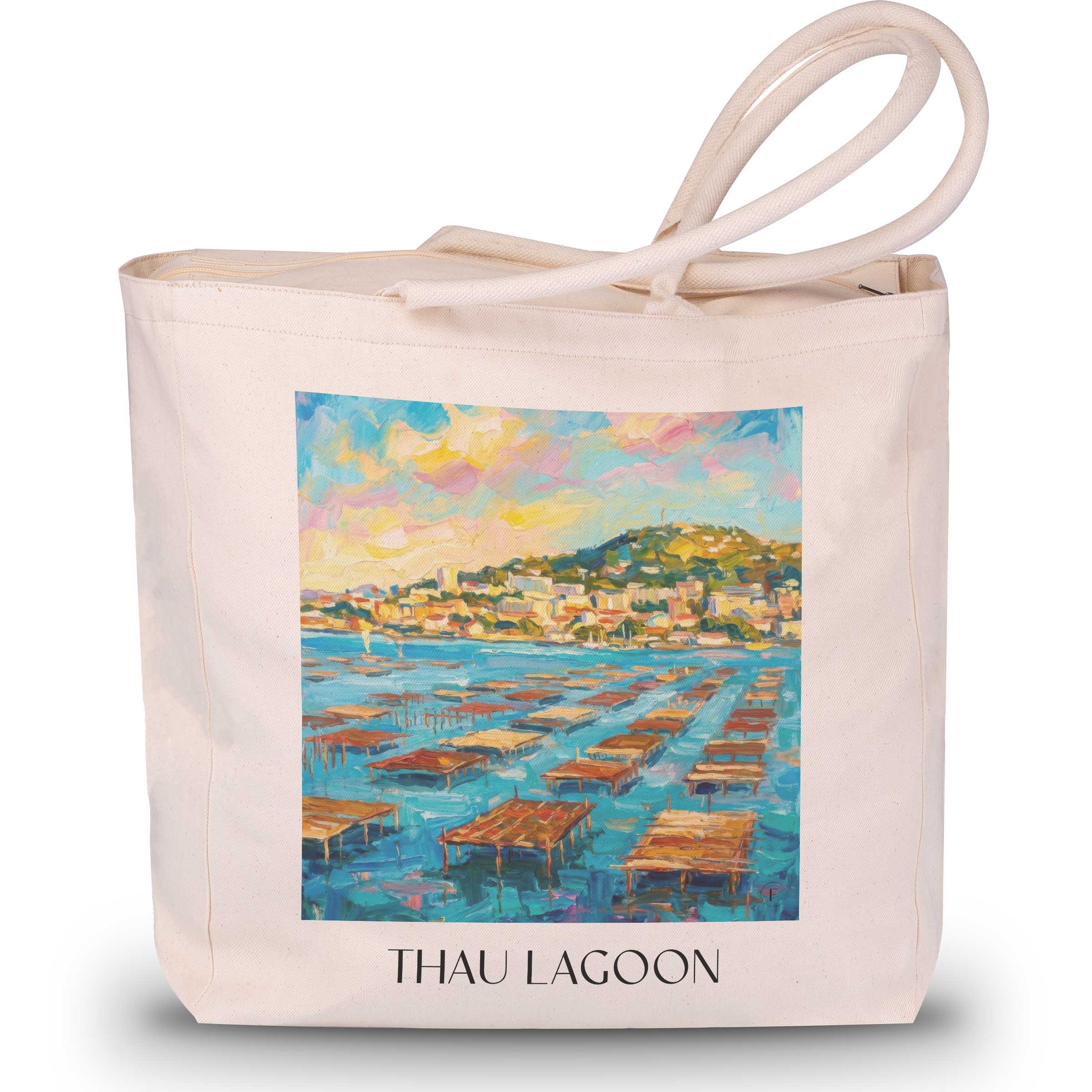 Étang de Thau Shopping Tasche - Okzitanien - Frankreich Tote Bag - Einkaufstasche im Ölgemälde Stil - favplace