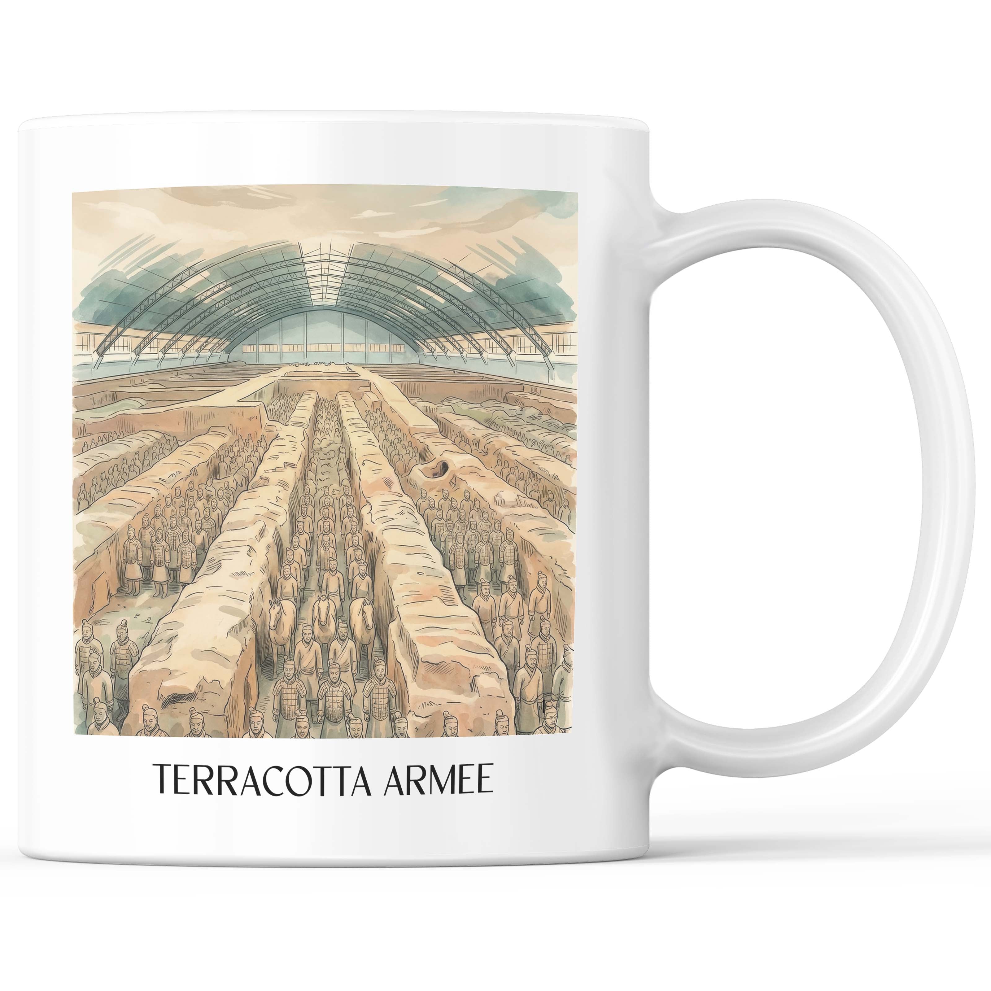 terrakotta Armee - China Becher - Kaffeetasse im Aquarell Stil - favplace