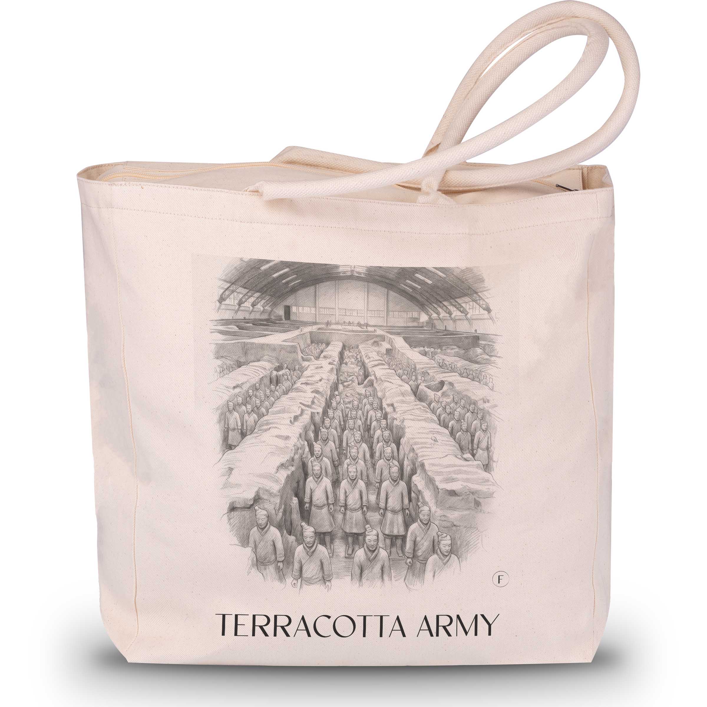 terrakotta Armee - China Tote Bag - Einkaufstasche im Zeichnung Stil