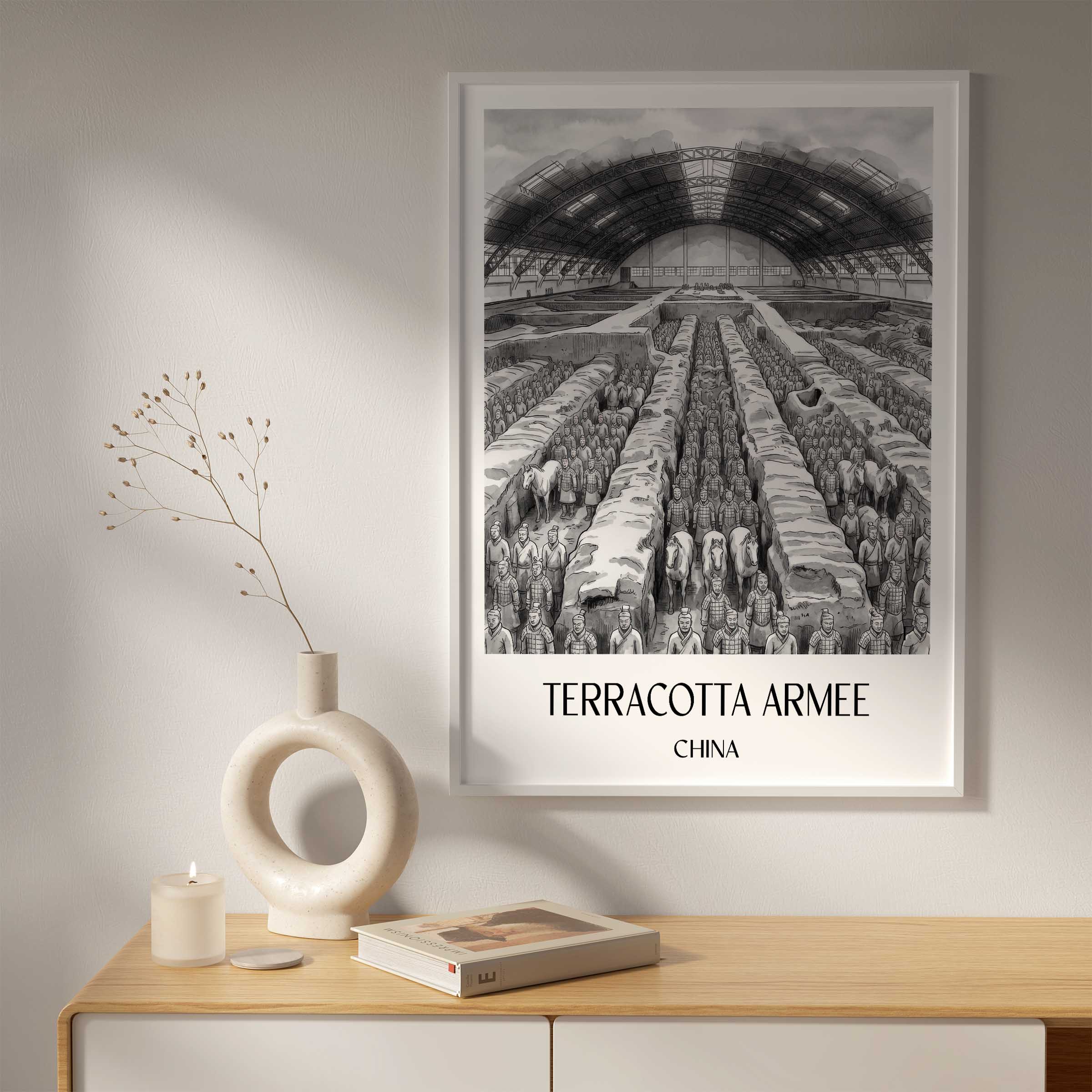 terrakotta-armee-china-poster-aquarell-schwarz-weiss