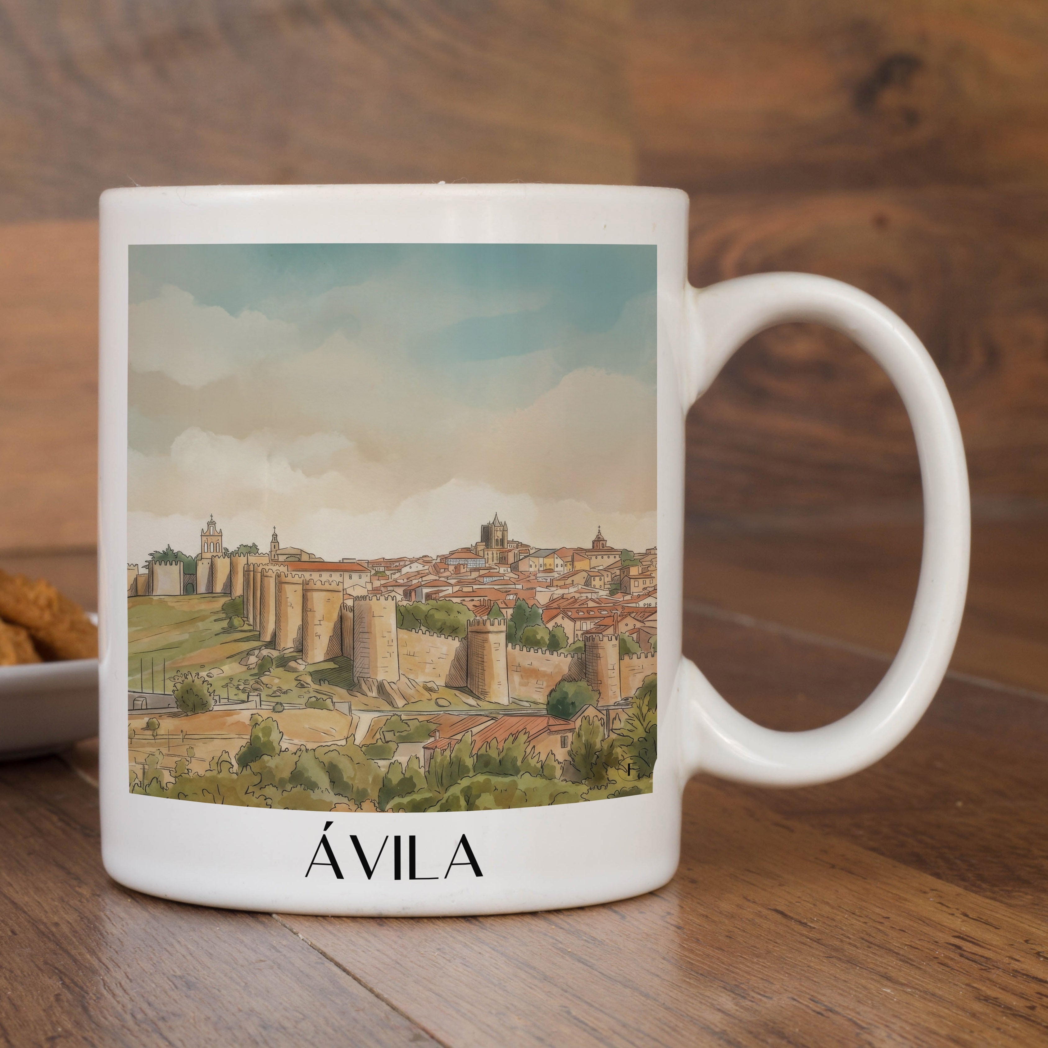 ávila-spanien-spanien-kaffeebecher-aquarell