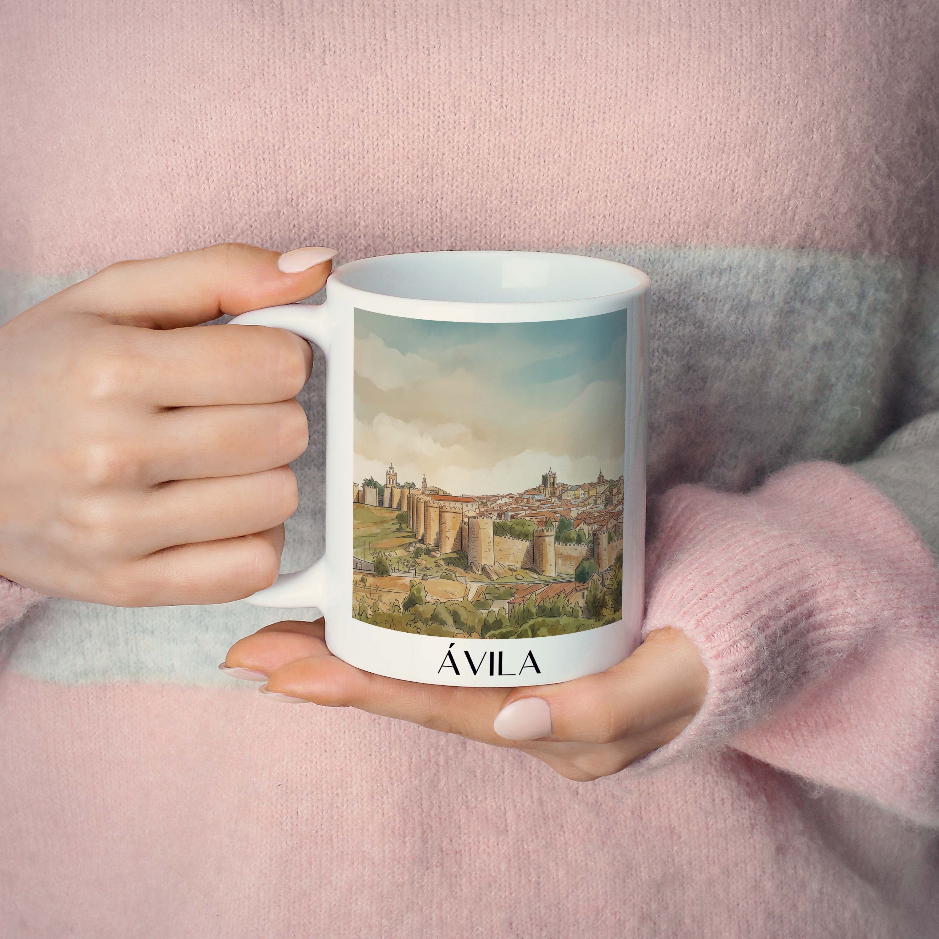 ávila-spanien-spanien-kaffeebecher-aquarell
