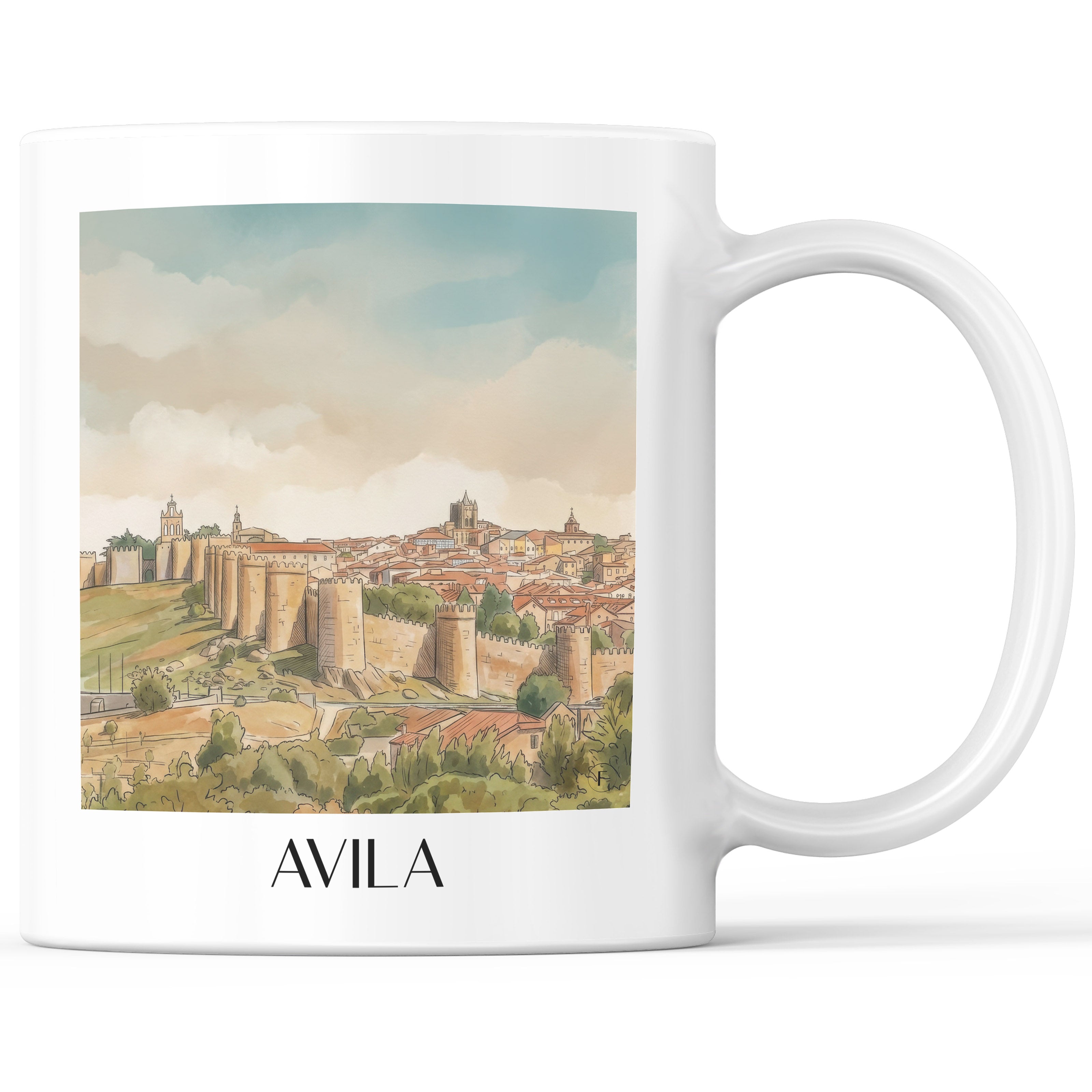 Ávila Kaffeebecher - Spanien - Spanien Becher - Kaffeetasse im Aquarell Stil - favplace