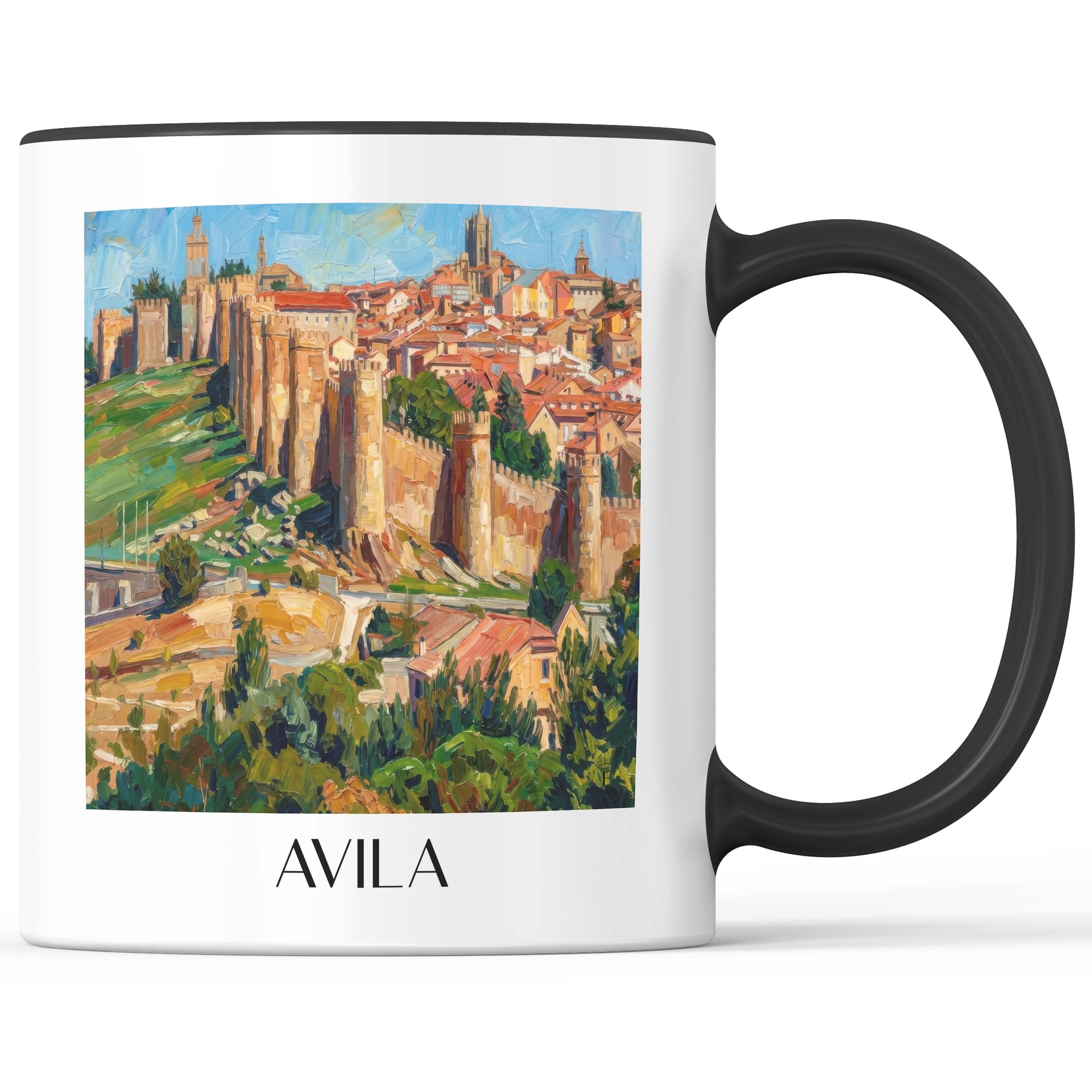 Ávila Kaffeebecher - Spanien - Spanien Becher - Kaffeetasse im Ölgemälde Stil - favplace