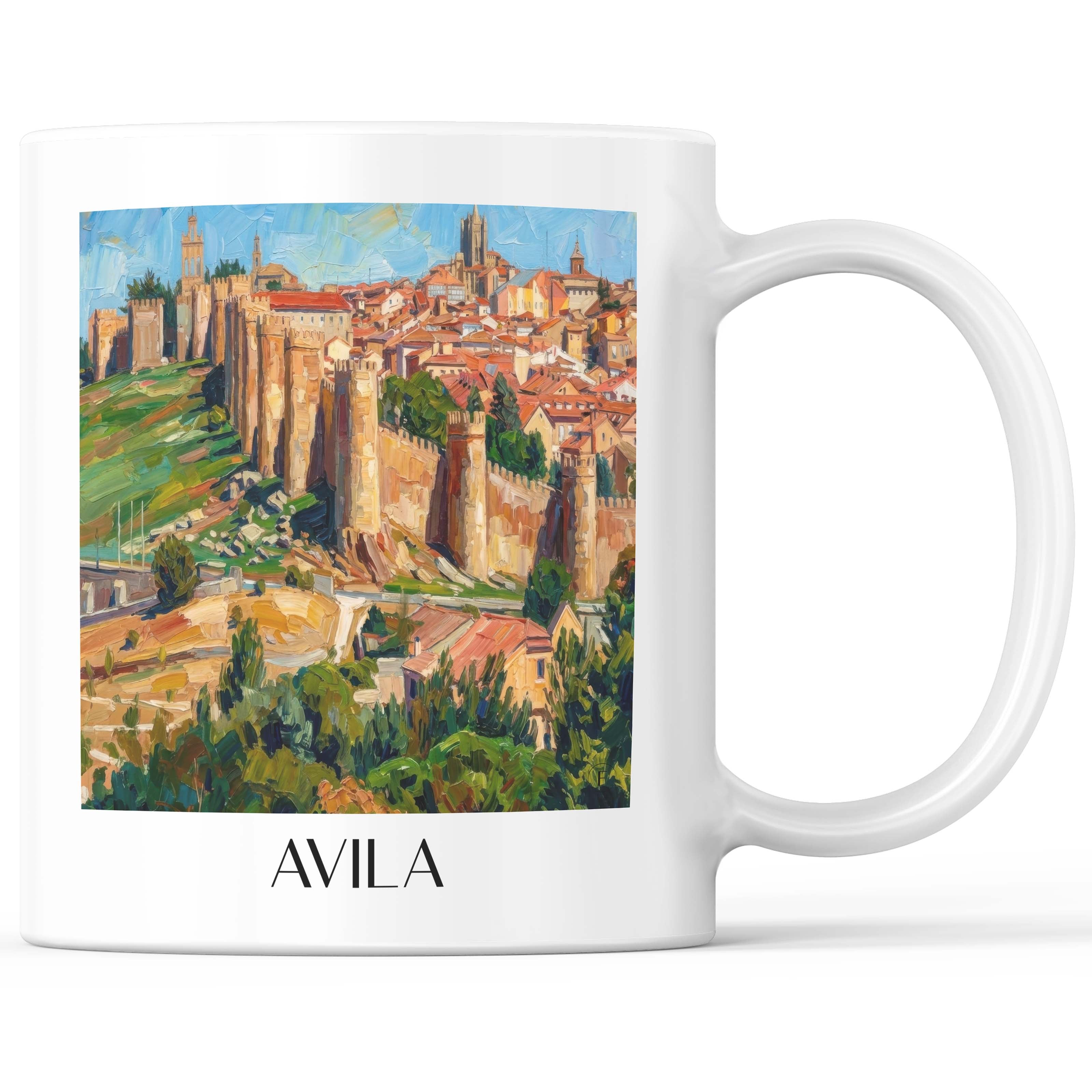 Ávila Kaffeebecher - Spanien - Spanien Becher - Kaffeetasse im Ölgemälde Stil - favplace