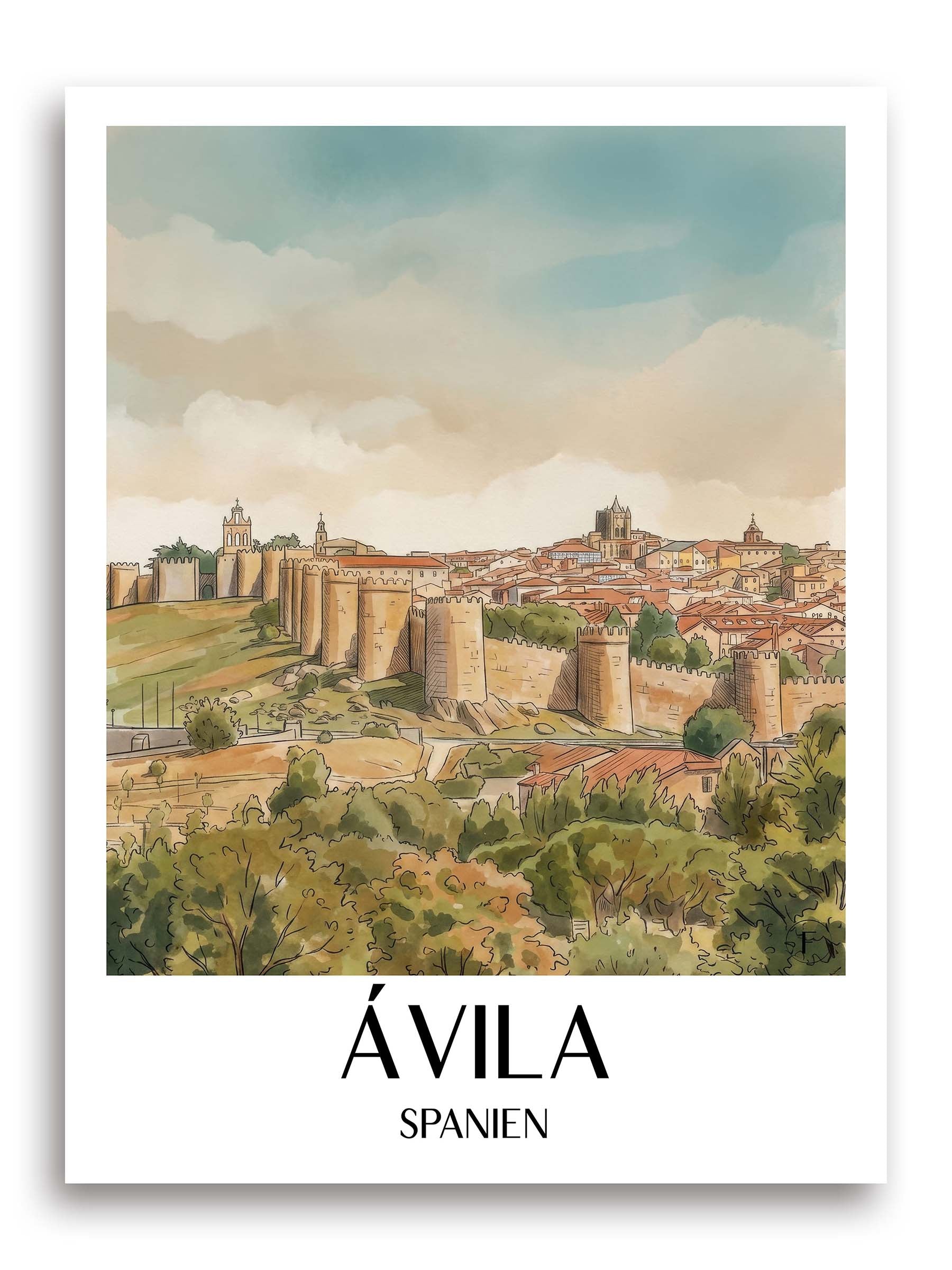ávila-spanien-spanien-poster-aquarell