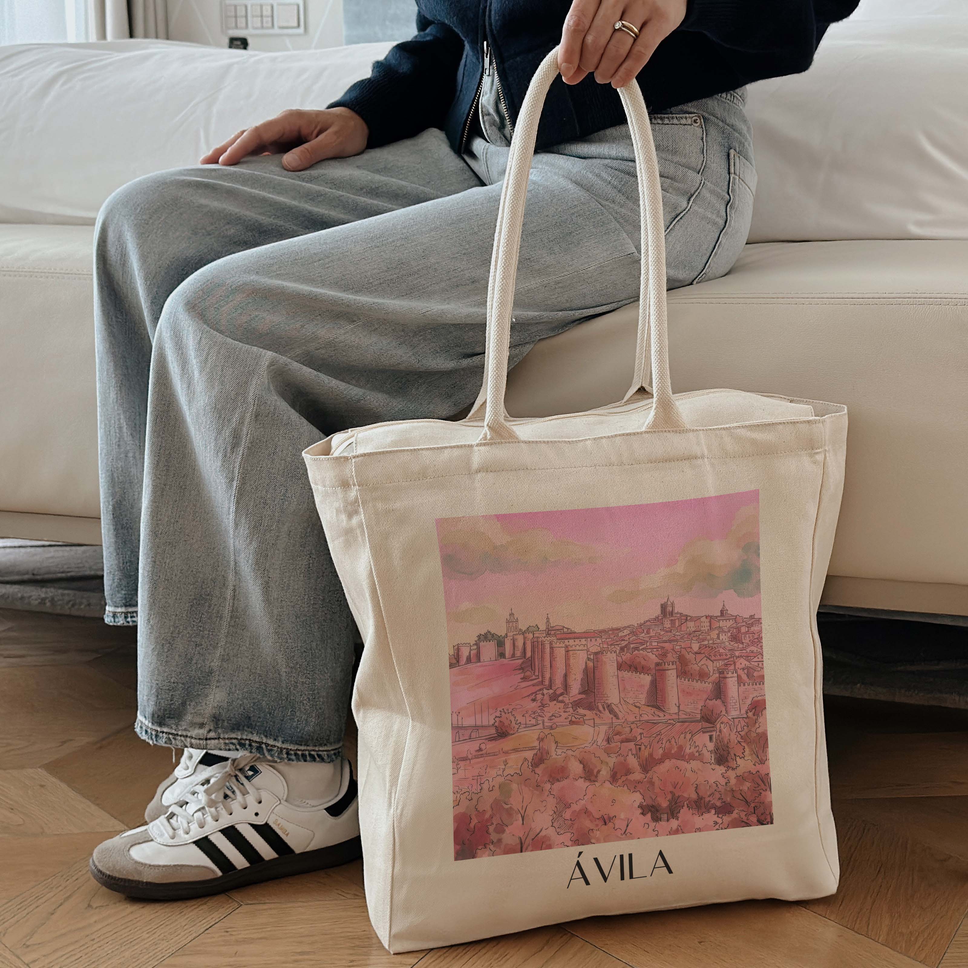 ávila-spanien-spanien-einkaufstasche-aquarell-pink-rosa