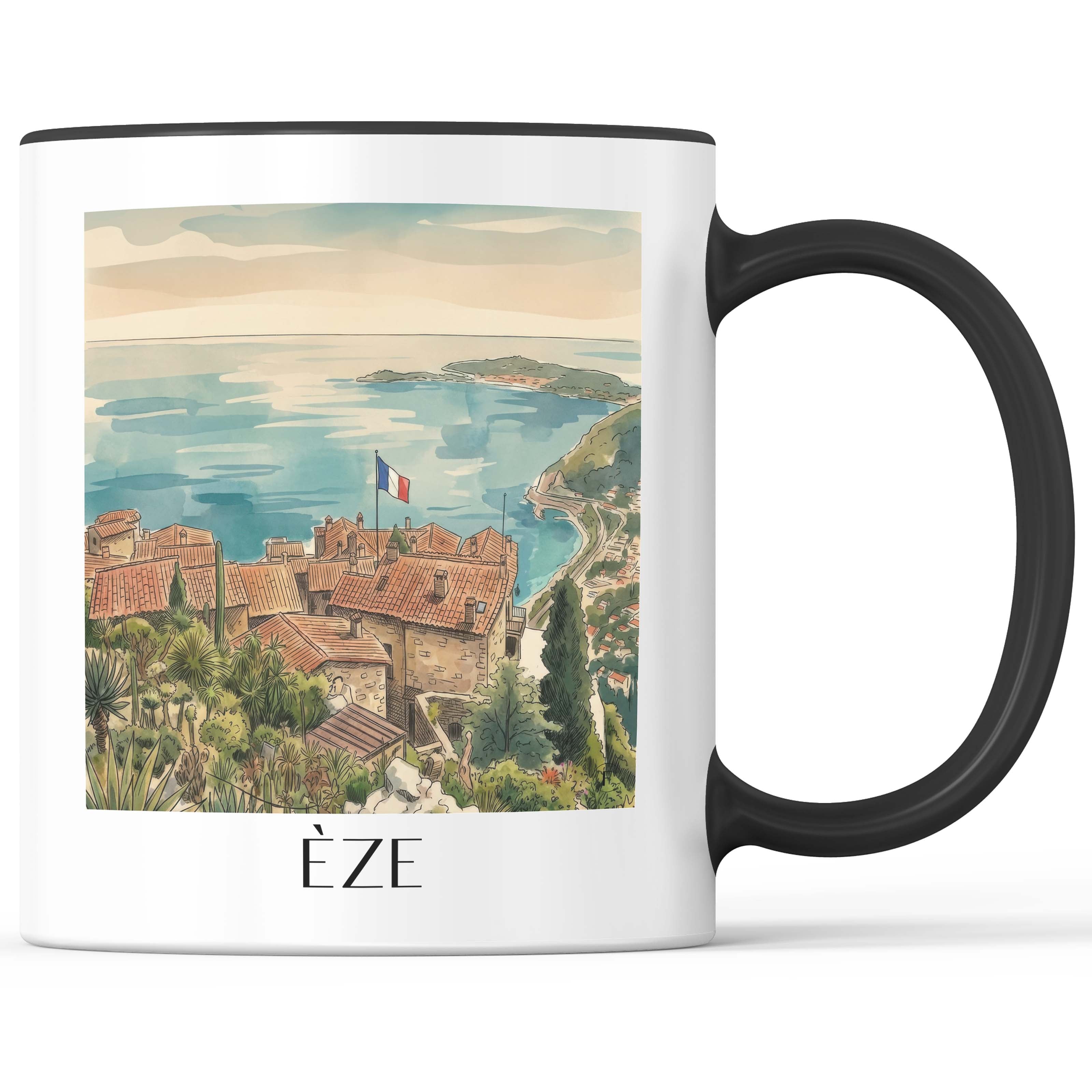 èze-frankreich-kaffeebecher-aquarell