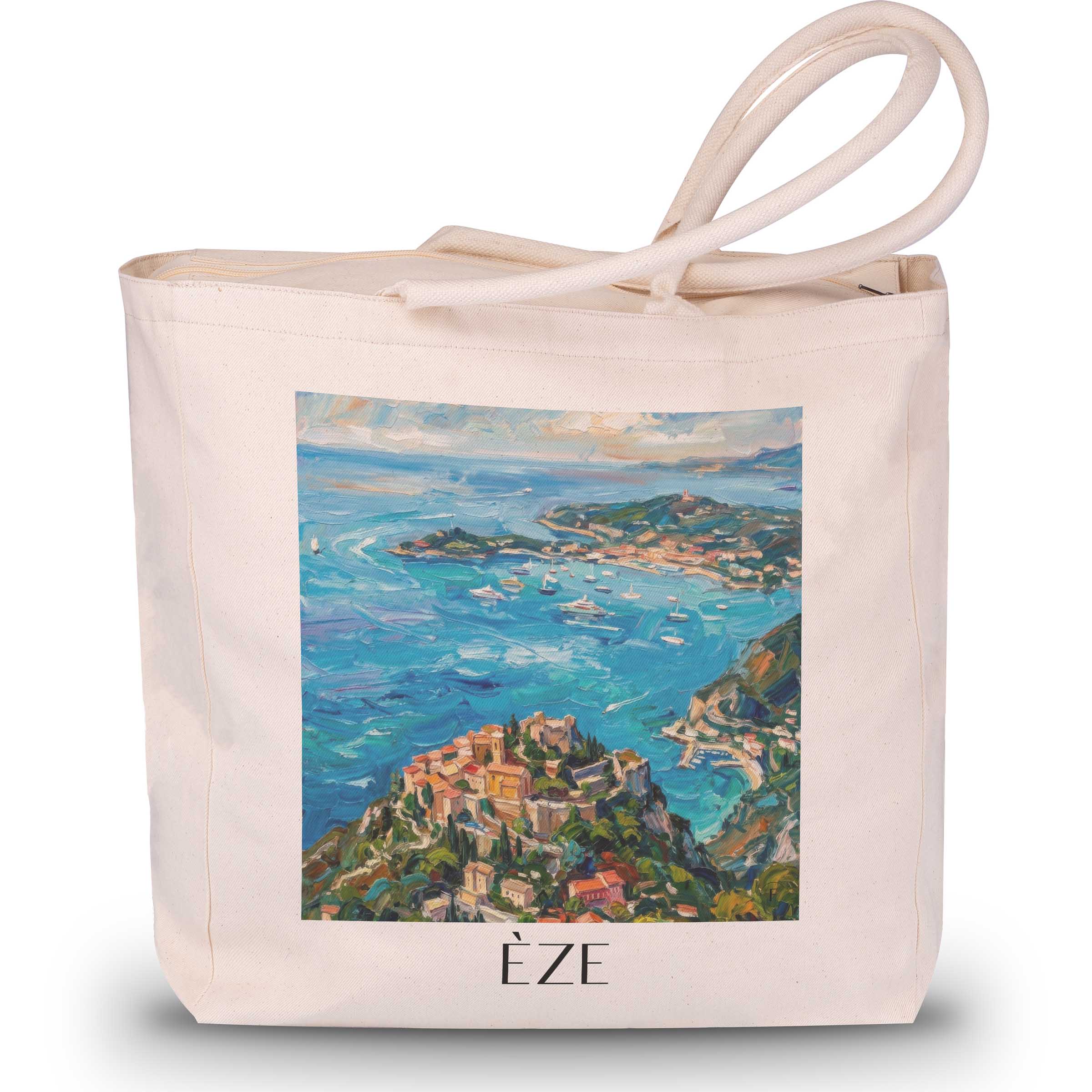 Èze Shopping Tasche - Côte d´Azur - Frankreich Tote Bag - Einkaufstasche im Ölgemälde Stil - favplace