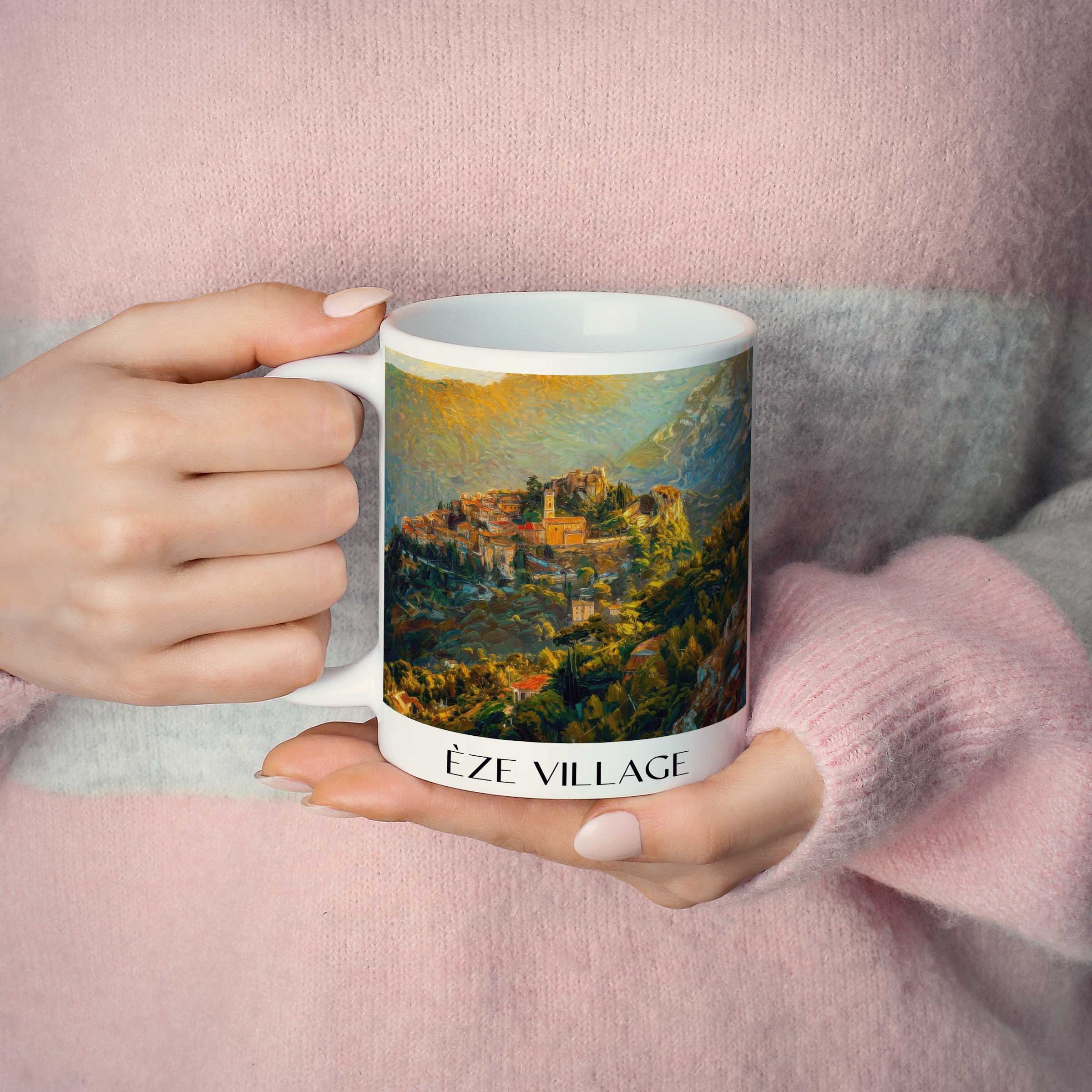 èze-village-côte-d´azur-frankreich-kaffeebecher-oil-painting-oelgemaelde