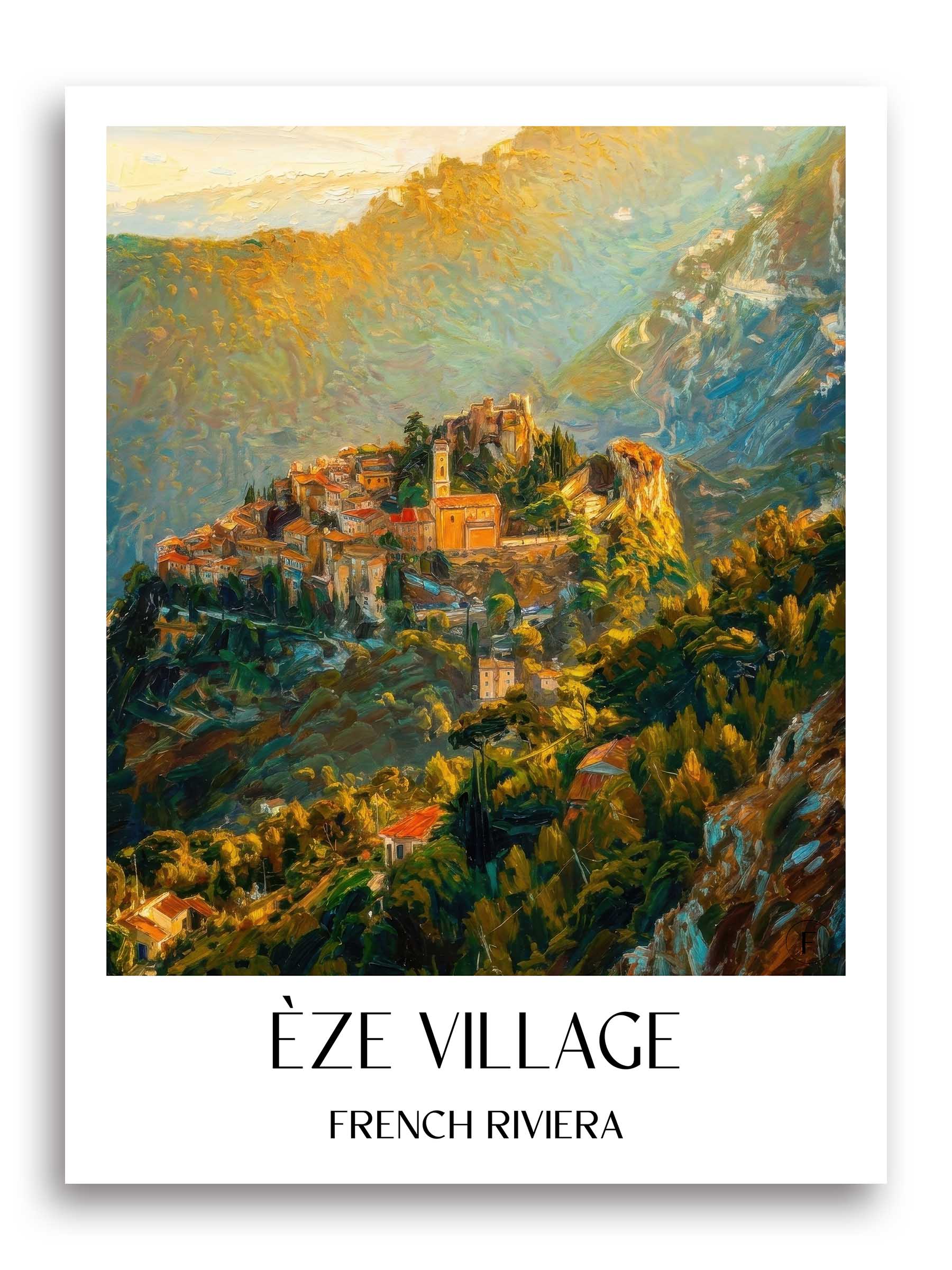 Èze Village Poster - Côte d´Azur - Frankreich Kunstdruck - Ölgemälde von A4 bis A1 - favplace