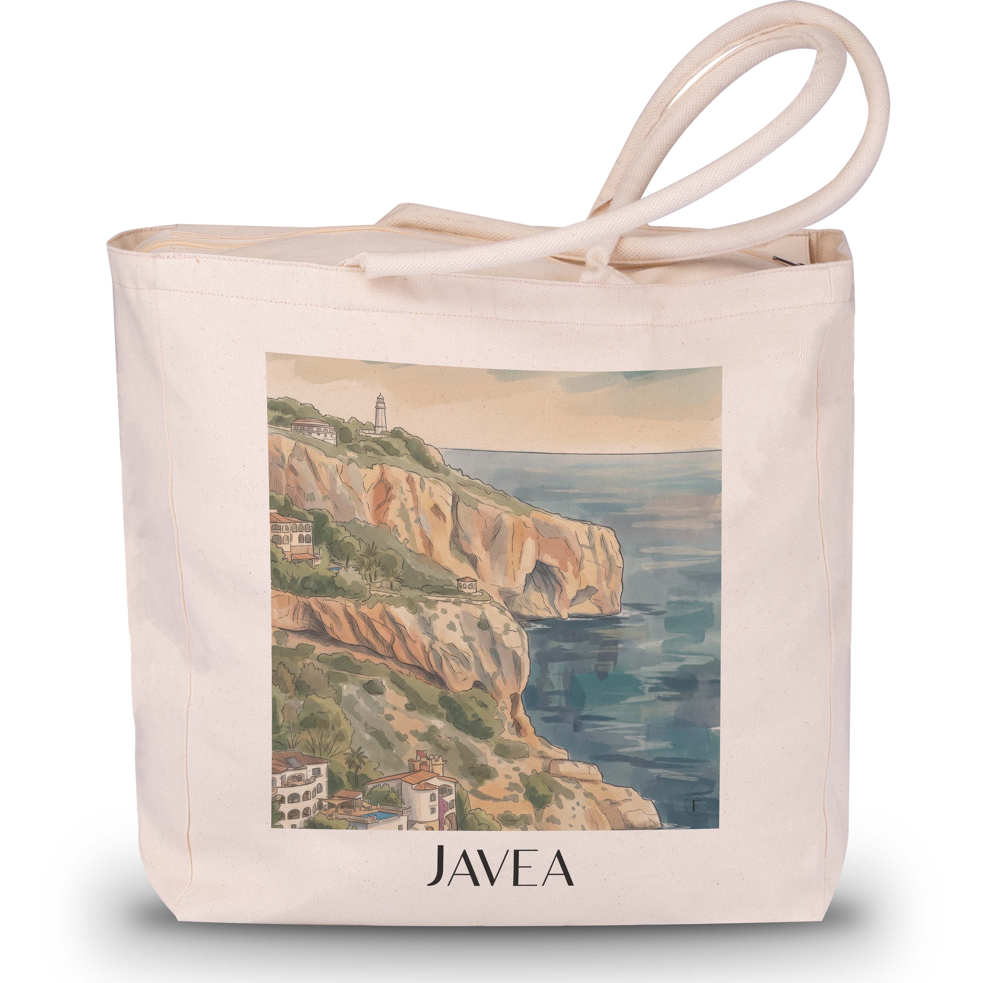 Javea Shopping Tasche - Spanien - Spanien Tote Bag - Einkaufstasche im Aquarell Stil - favplace