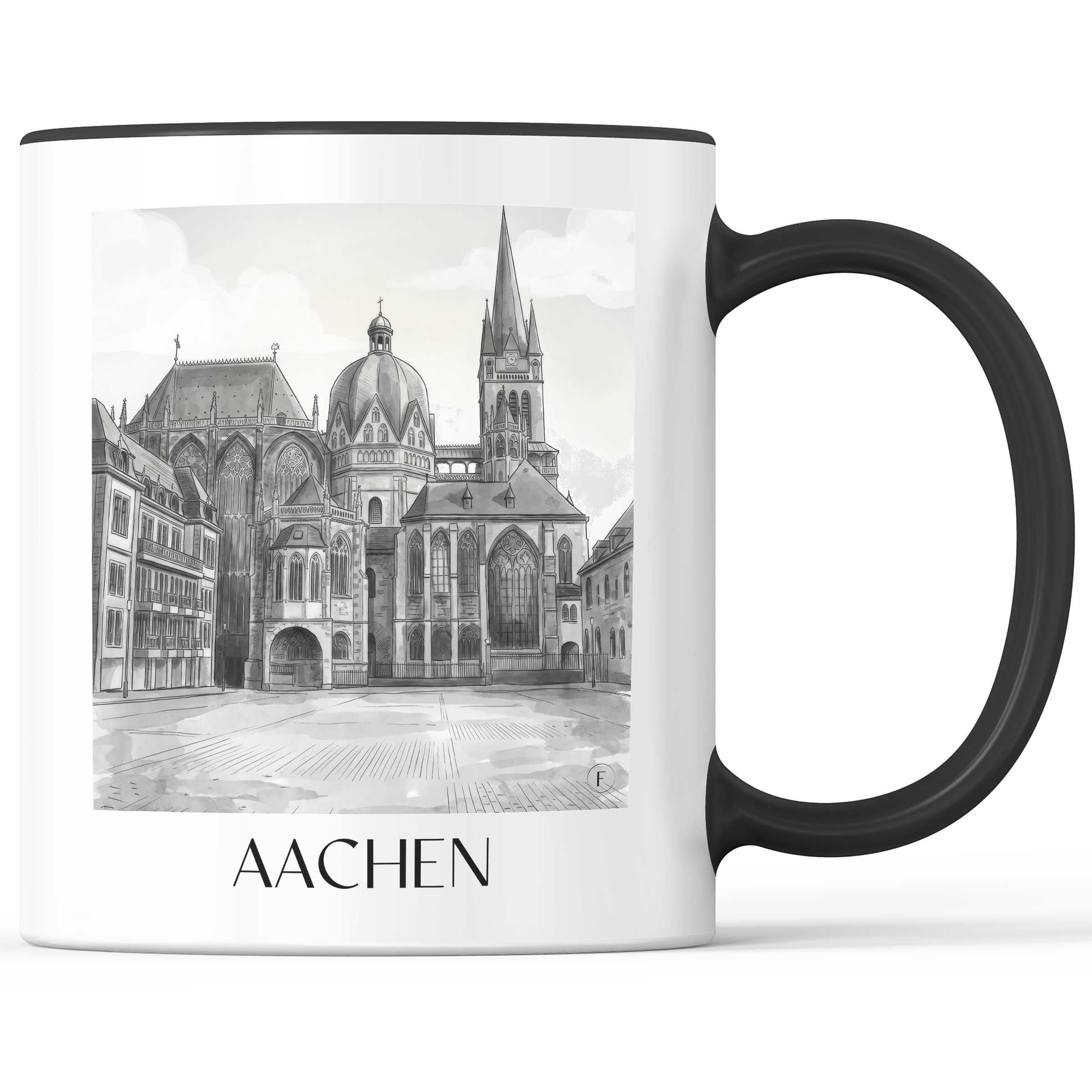 aachen-deutschland-kaffeebecher-aquarell-schwarz-weiss