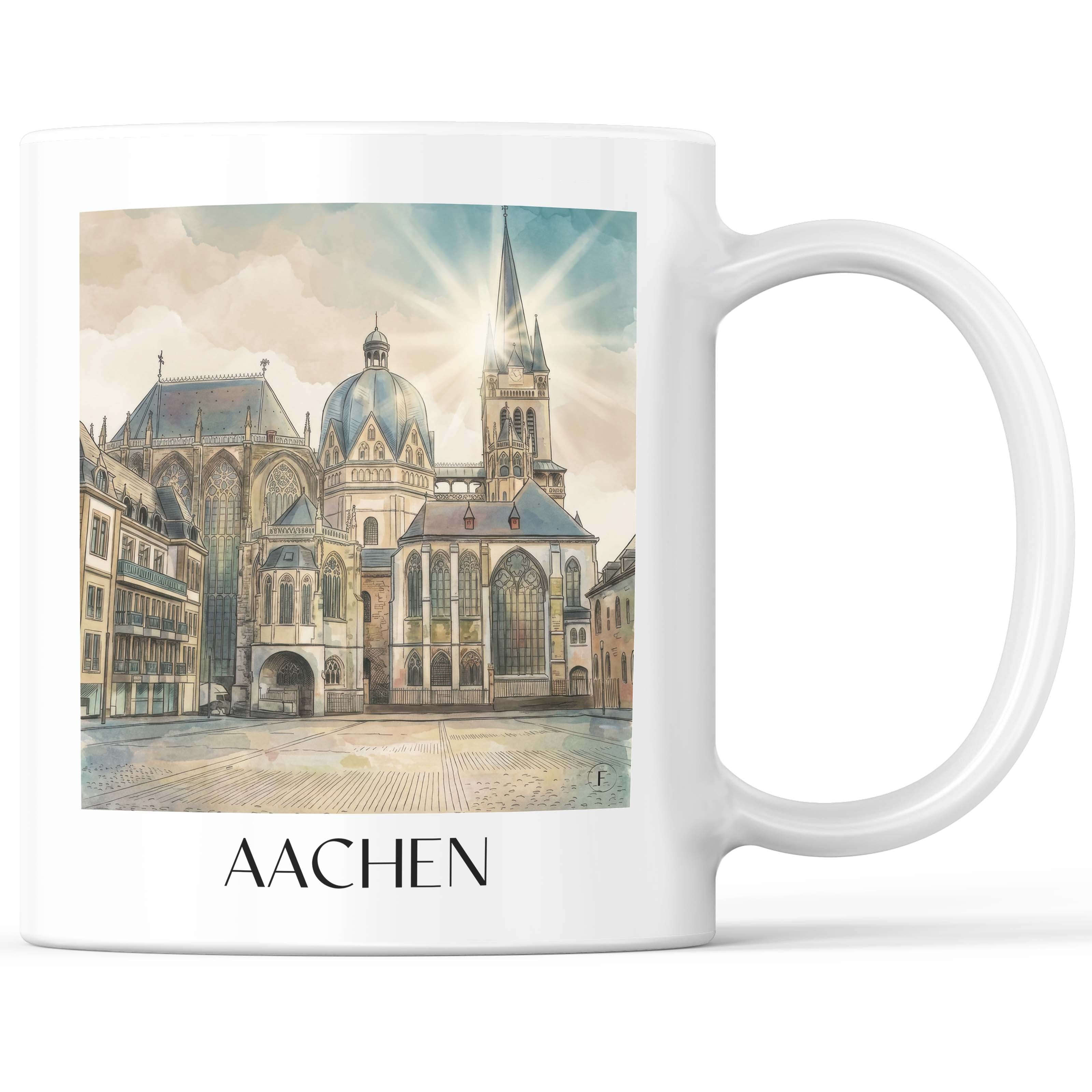 Aachen - Deutschland Becher - Kaffeetasse im Aquarell Stil - favplace