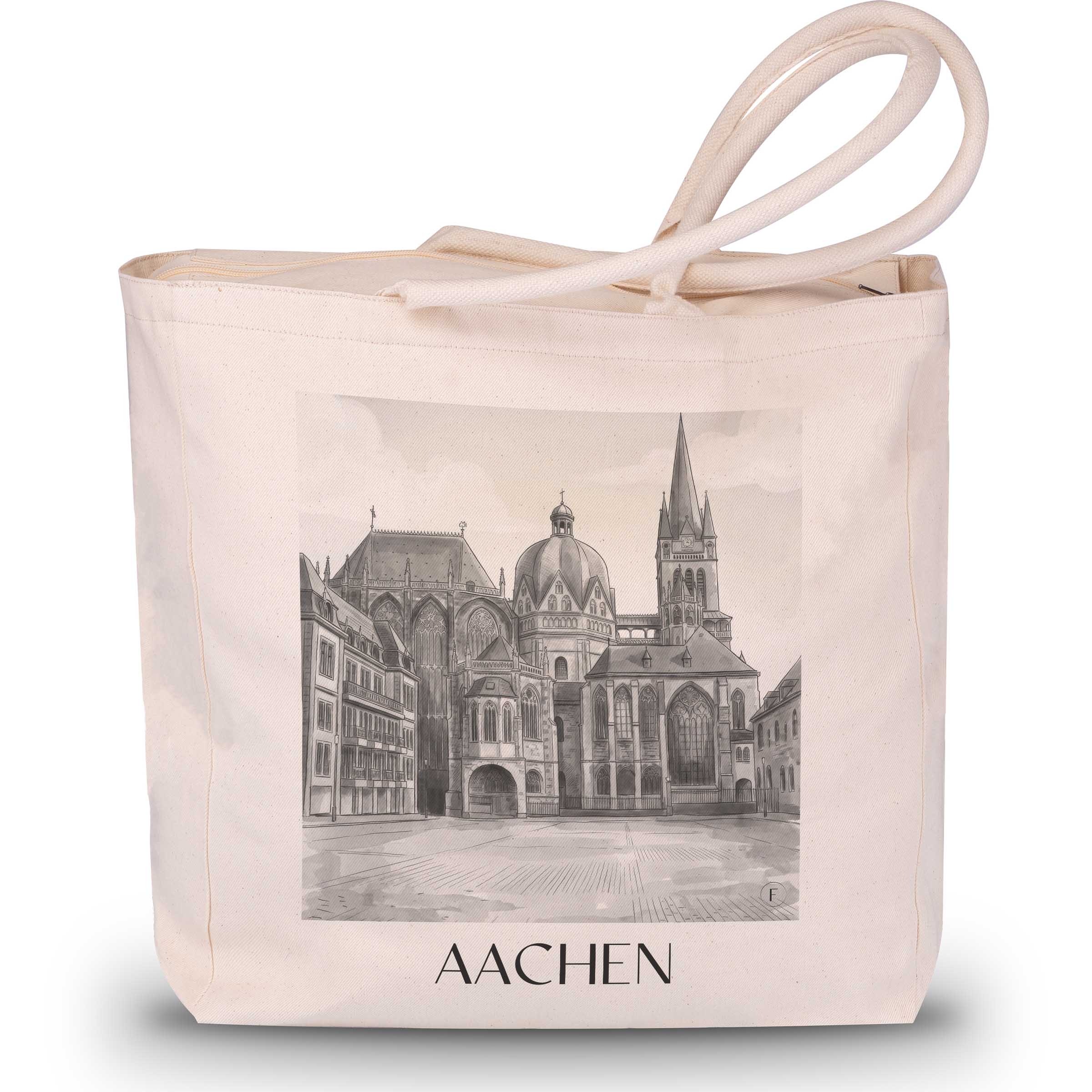 aachen-deutschland-einkaufstasche-aquarell-schwarz-weiss