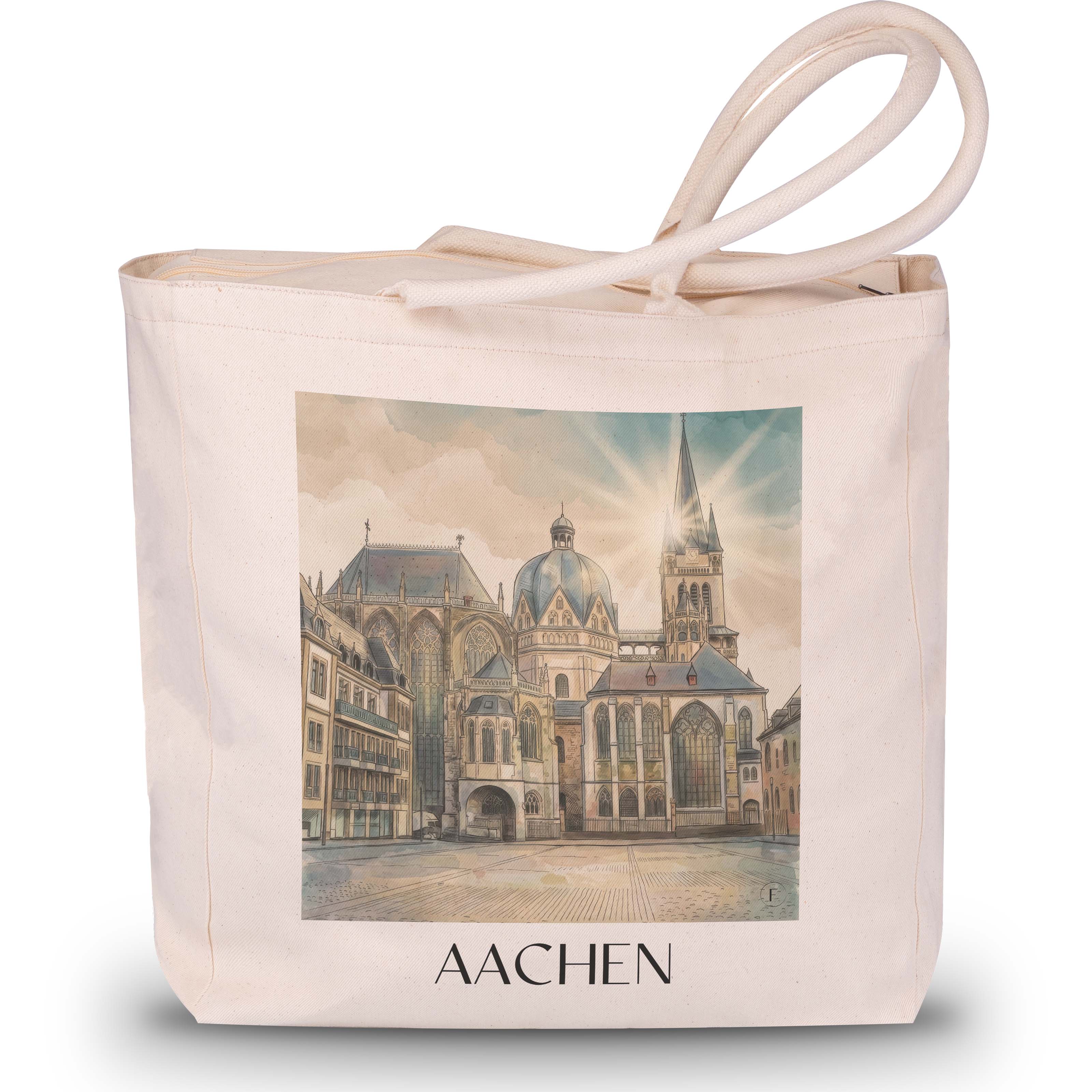 Aachen - Deutschland Tote Bag - Einkaufstasche im Aquarell Stil - favplace