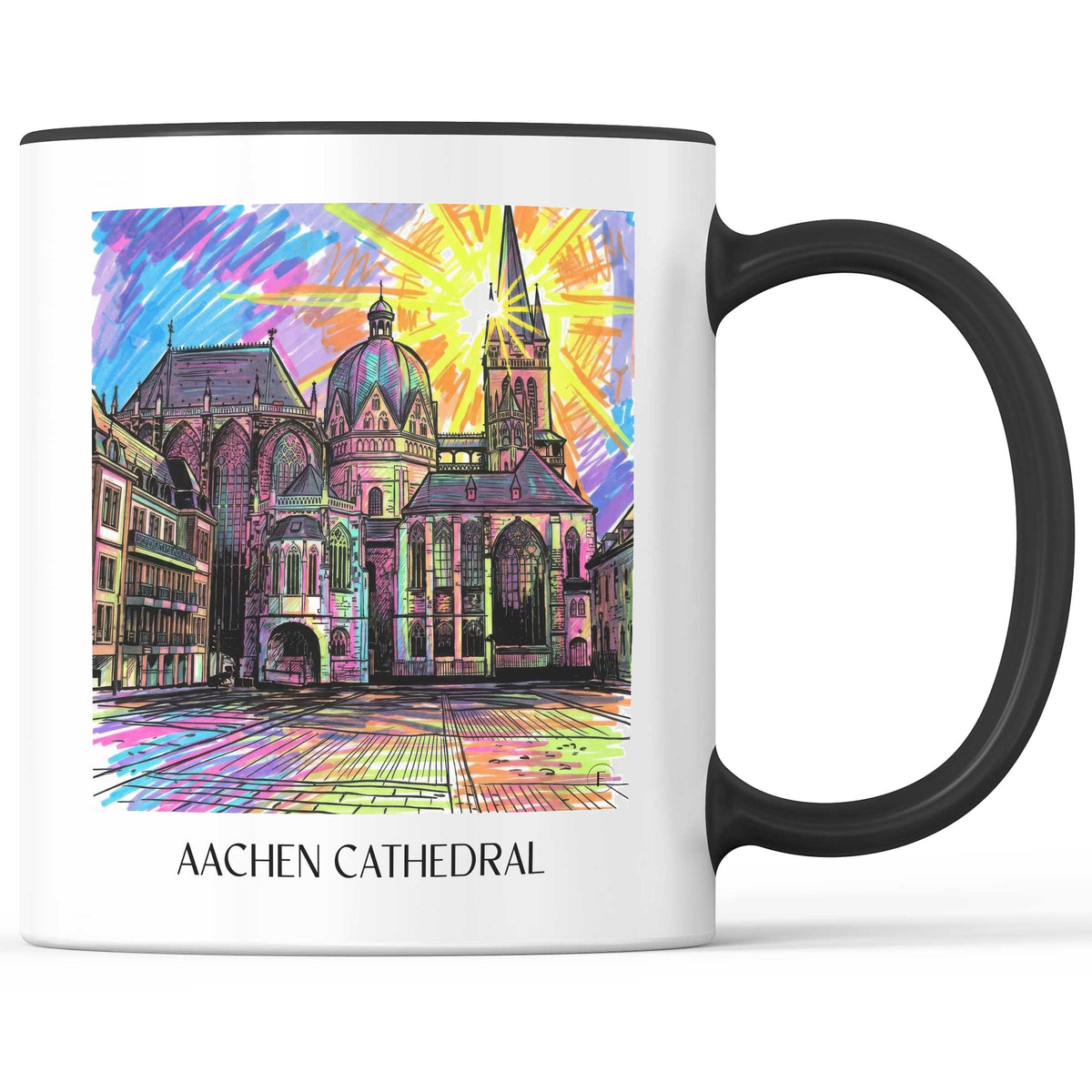 Aachener Dom Kaffeebecher - Rheinland - Deutschland Becher - Kaffeetasse im Tag Graffiti Stil - favplace