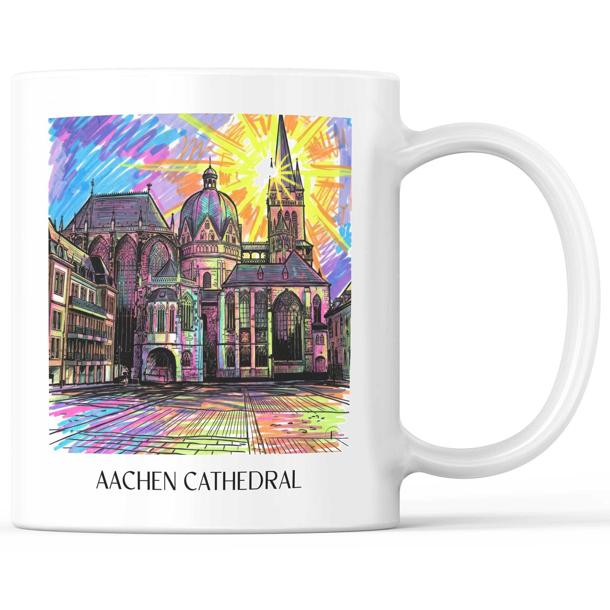 Aachener Dom Kaffeebecher - Rheinland - Deutschland Becher - Kaffeetasse im Tag Graffiti Stil - favplace